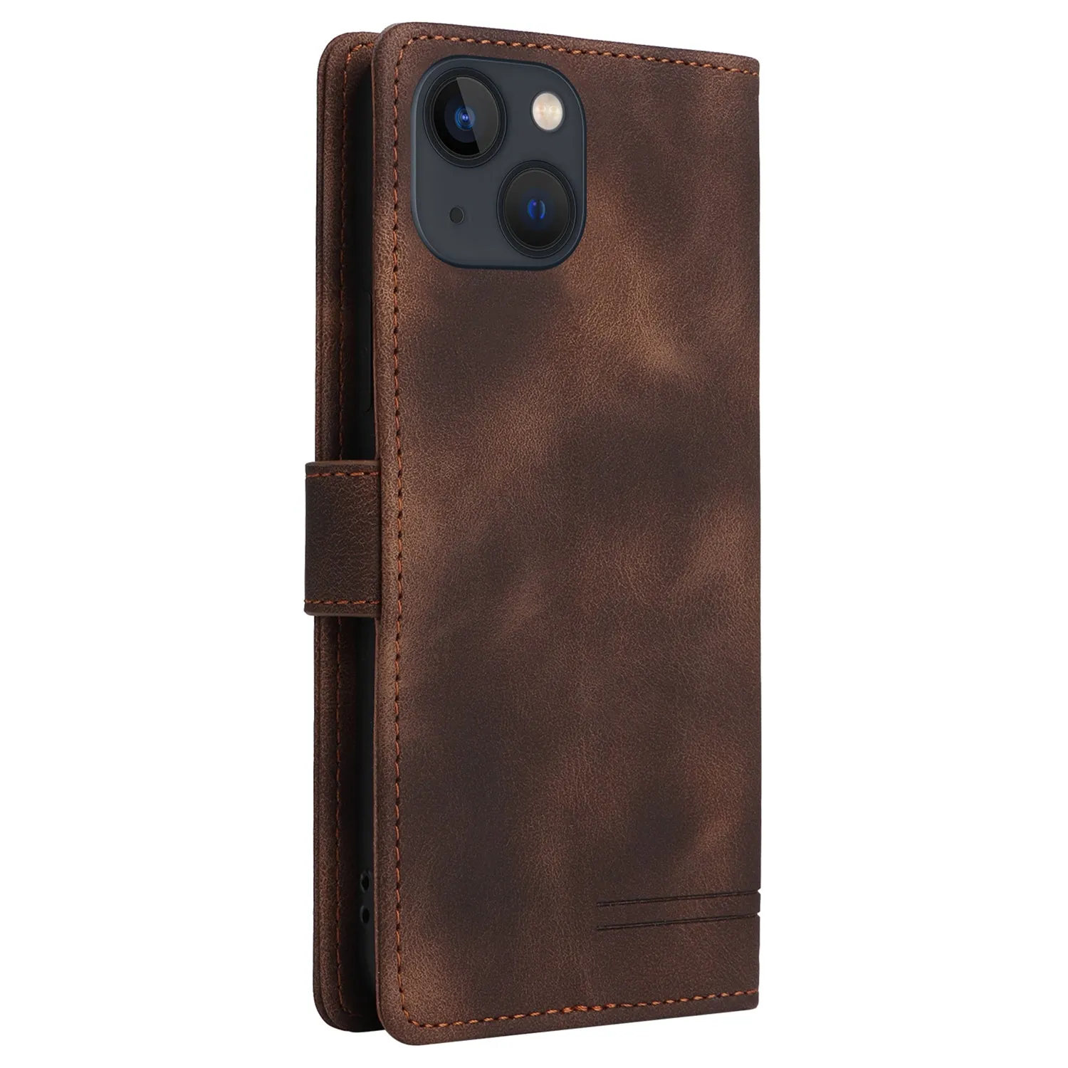 007 Series For iPhone 15 Plus PU Leather Stand Shell Flip Wallet Skin-touch Phone Cover