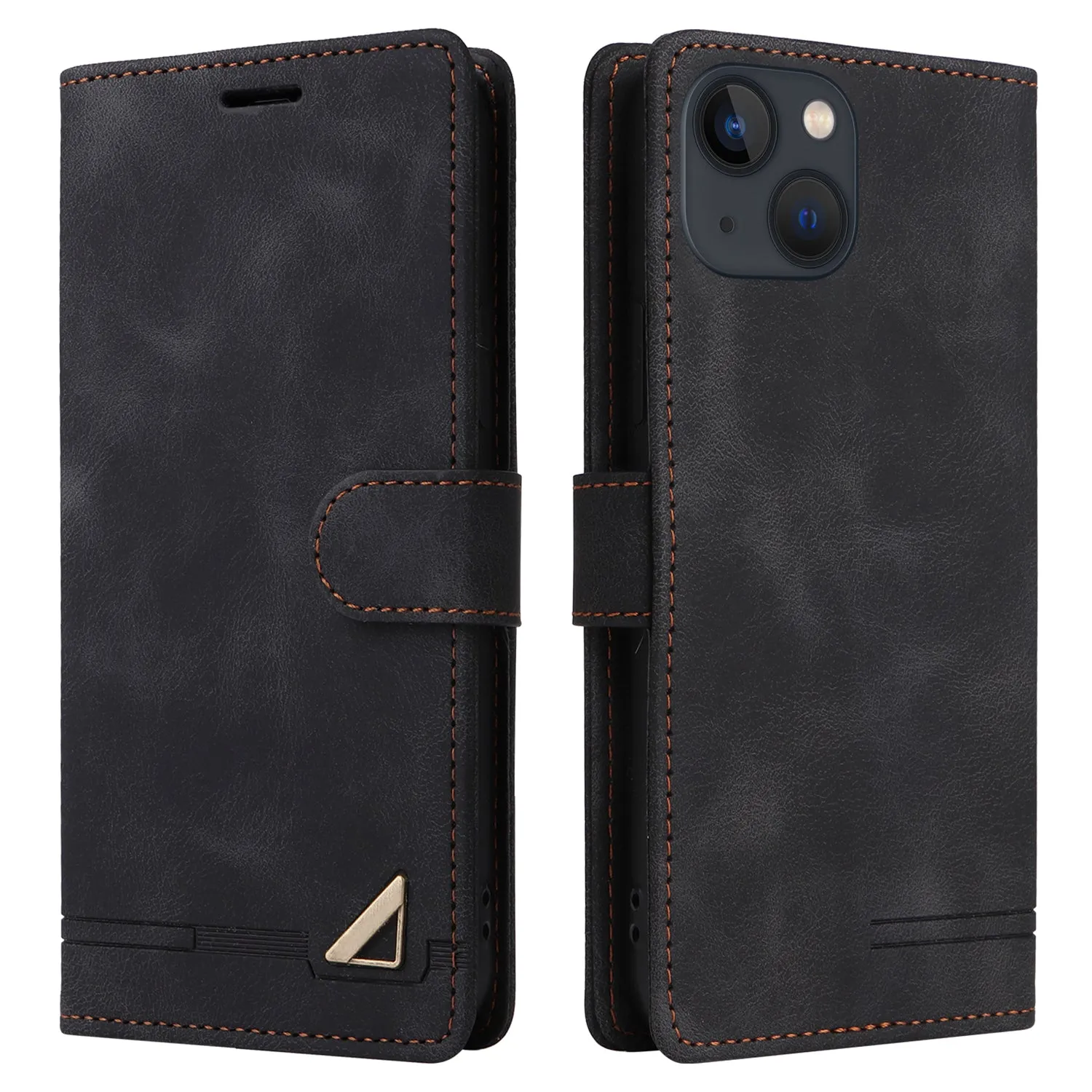 007 Series For iPhone 15 Plus PU Leather Stand Shell Flip Wallet Skin-touch Phone Cover