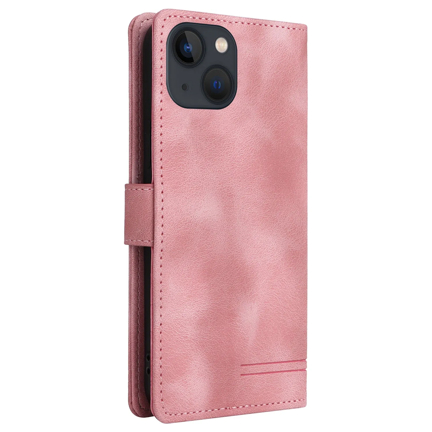 007 Series For iPhone 15 Plus PU Leather Stand Shell Flip Wallet Skin-touch Phone Cover