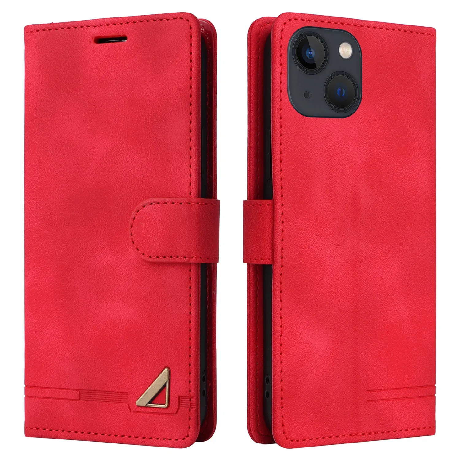 007 Series For iPhone 15 Plus PU Leather Stand Shell Flip Wallet Skin-touch Phone Cover