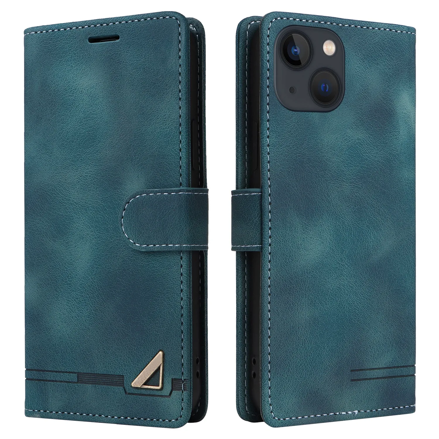 007 Series For iPhone 15 Plus PU Leather Stand Shell Flip Wallet Skin-touch Phone Cover