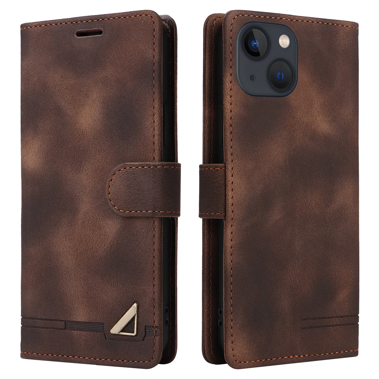 007 Series For iPhone 15 Plus PU Leather Stand Shell Flip Wallet Skin-touch Phone Cover