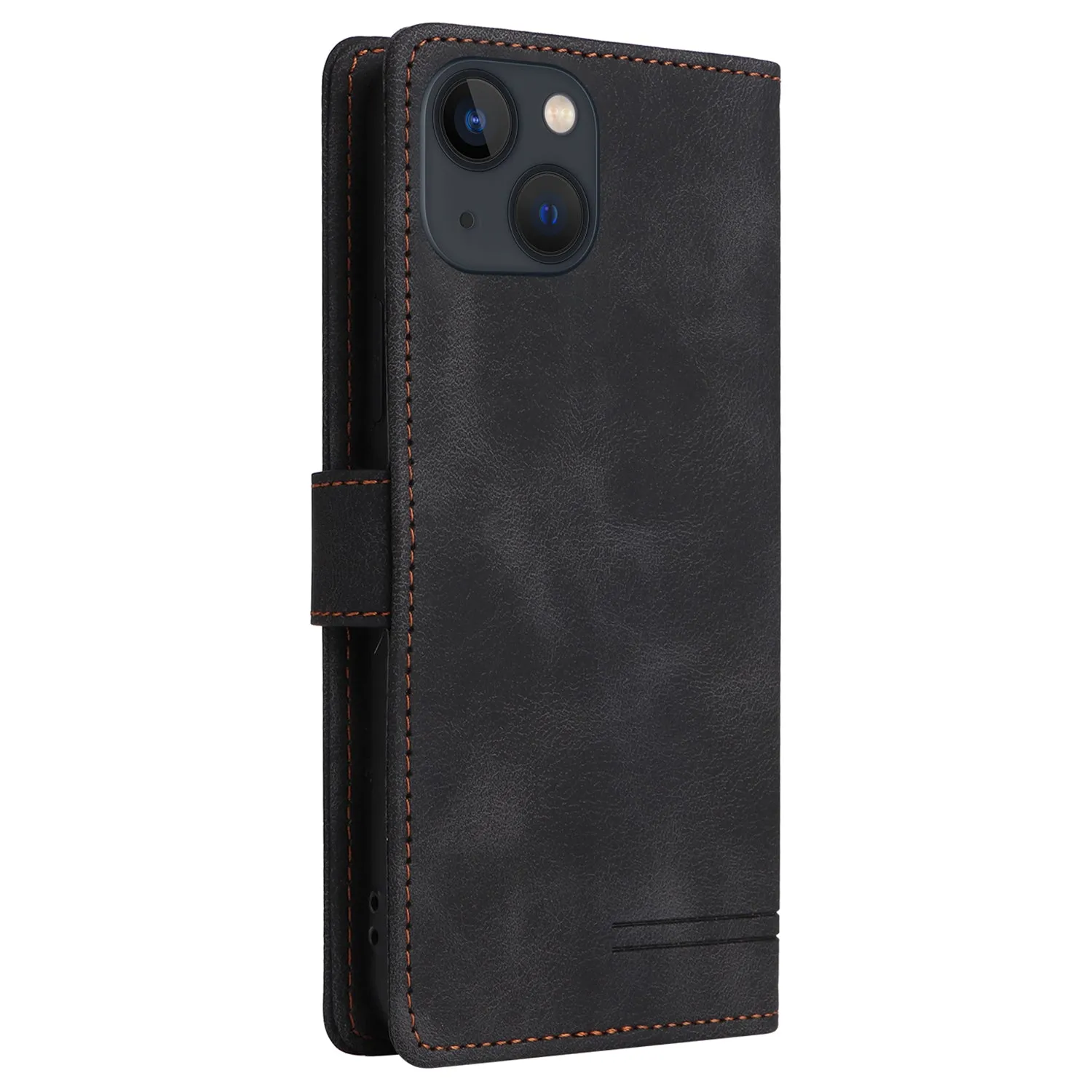 007 Series For iPhone 15 Plus PU Leather Stand Shell Flip Wallet Skin-touch Phone Cover