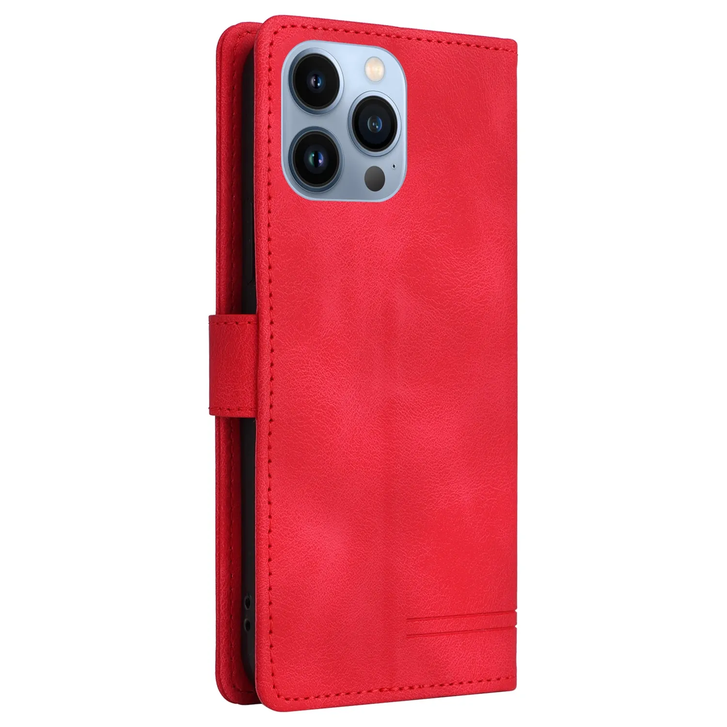 007 Series For iPhone 15 Pro Anti-Scratch PU Leather Stand Shell Flip Wallet Skin-touch Phone Case Cover