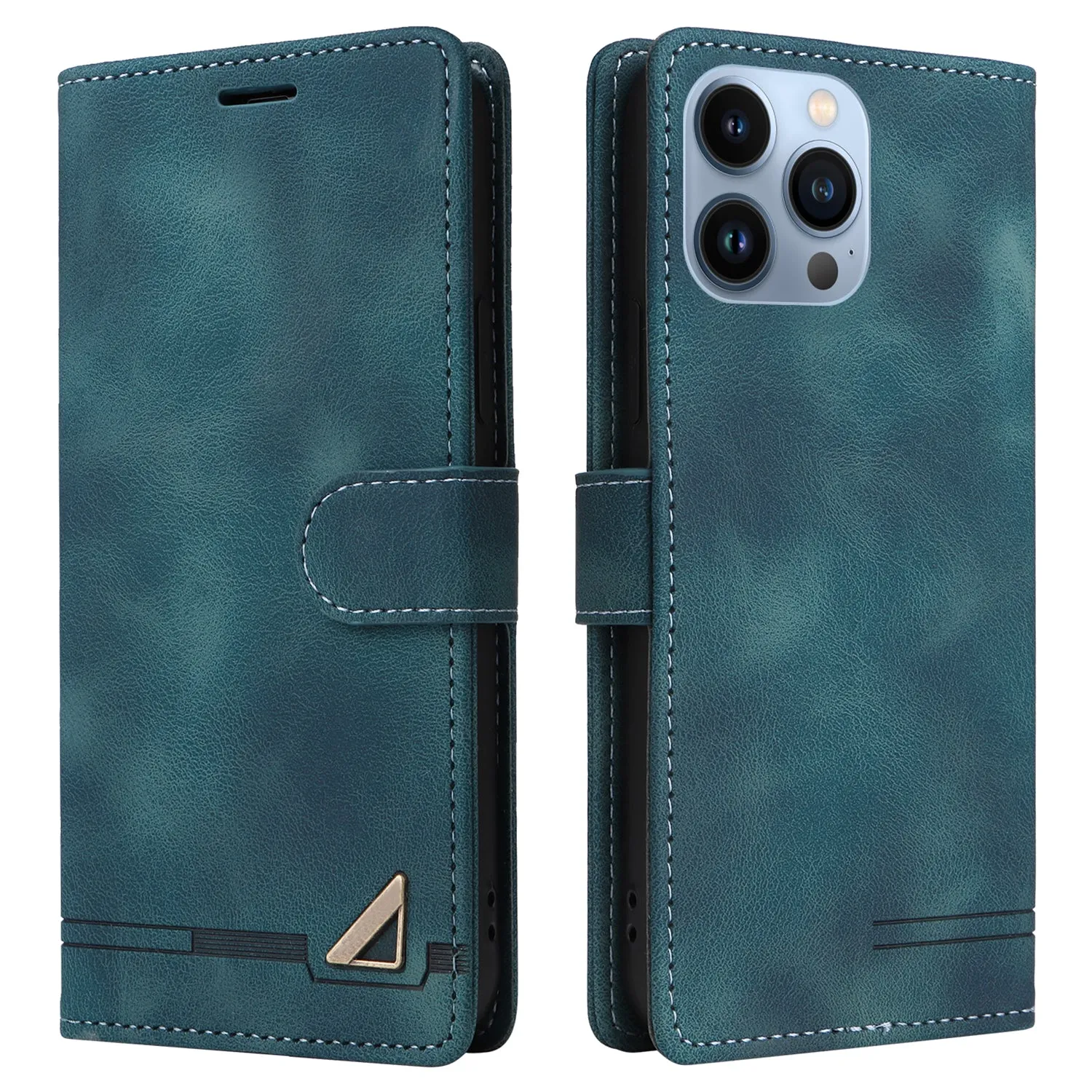 007 Series For iPhone 15 Pro Anti-Scratch PU Leather Stand Shell Flip Wallet Skin-touch Phone Case Cover