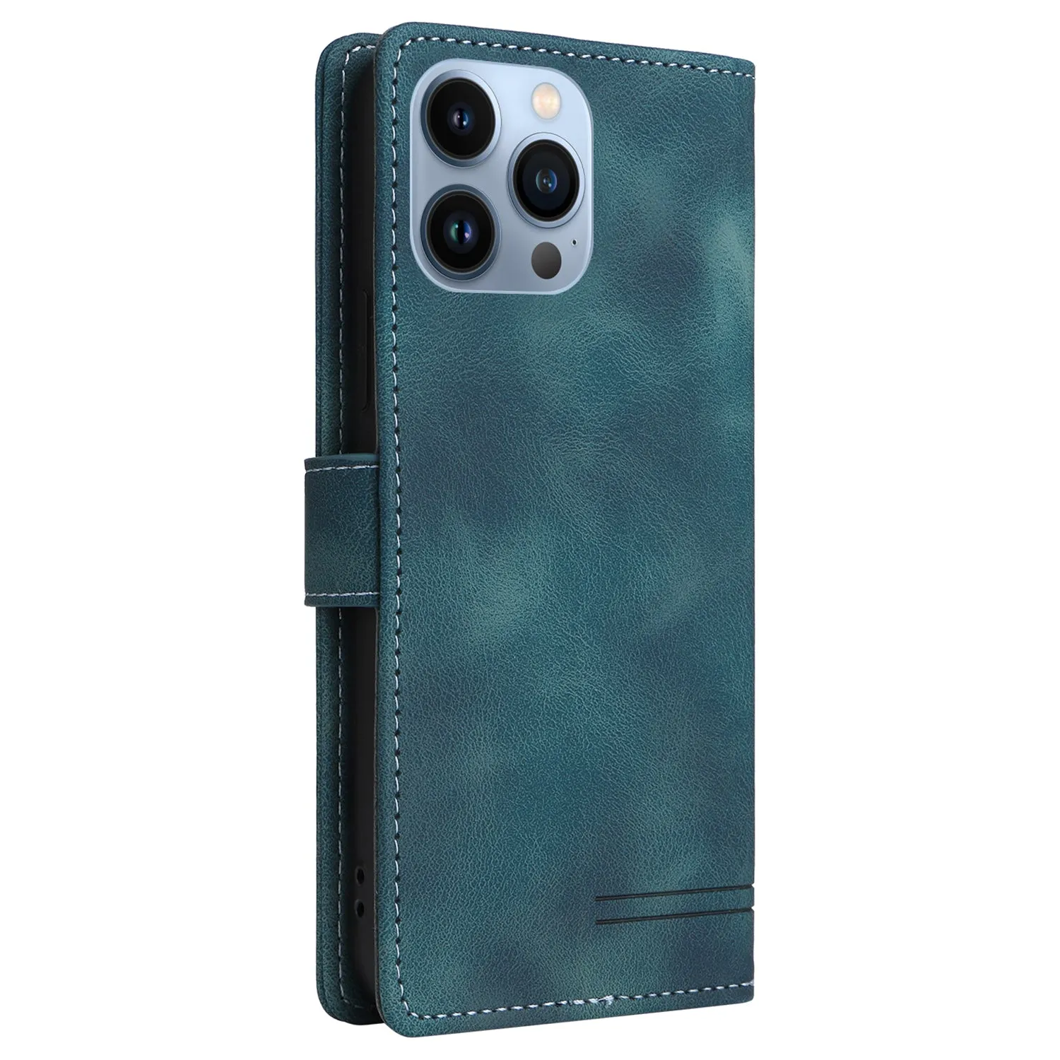 007 Series For iPhone 15 Pro Anti-Scratch PU Leather Stand Shell Flip Wallet Skin-touch Phone Case Cover