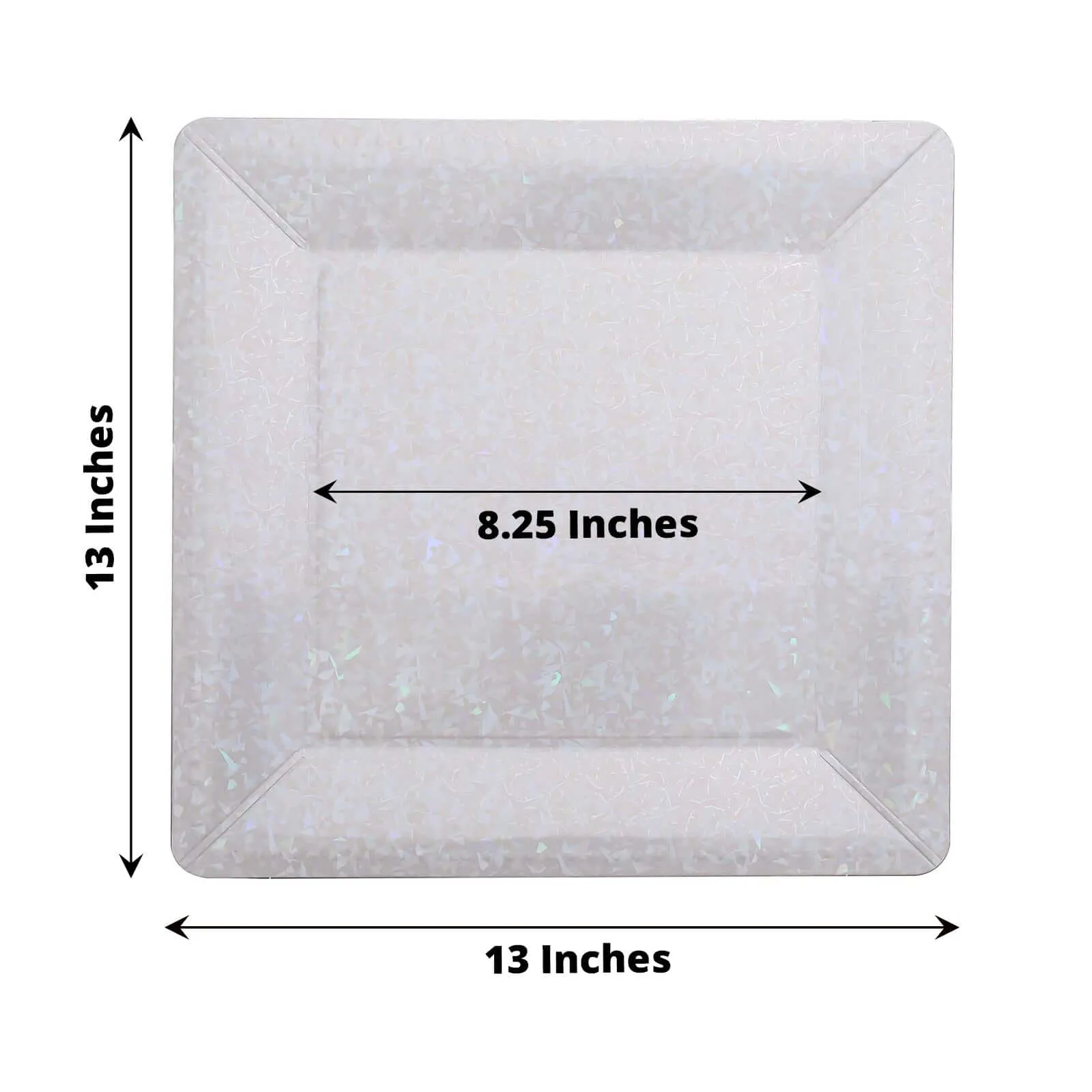 10 Pack 13" Iridescent Textured Disposable Square Charger Plates, Leather Like Cardboard Serving Trays - 1100 GSM