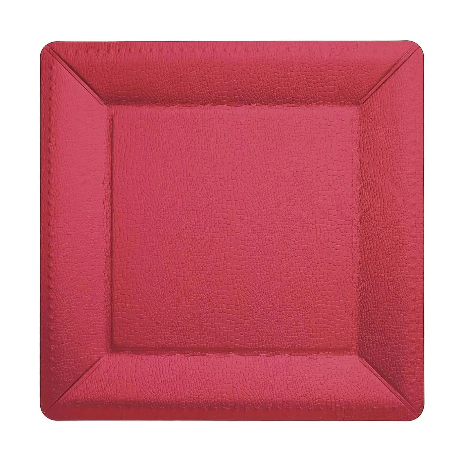 10 Pack Burgundy Textured Disposable Square Serving Trays, Leather Like Cardboard Charger Plates 1100 GSM 13"