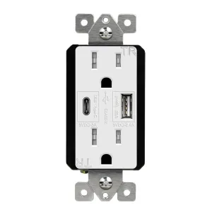 15 Amp Duplex Outlet with 5.8A USB-A/C Outlet Tamper-Resistant, White