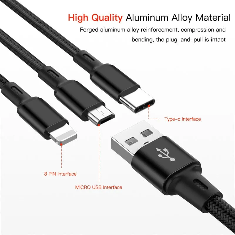 3 in 1 USB Cable For iPhone and Android