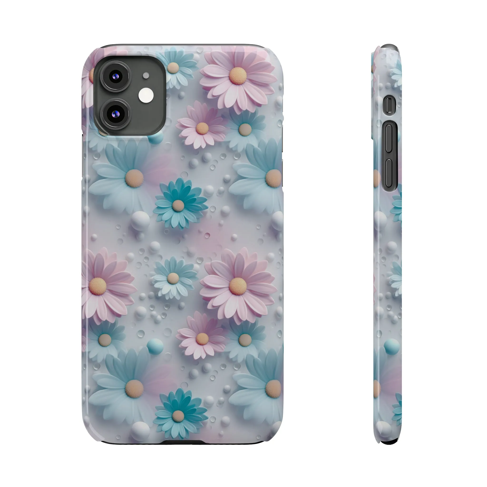 3D Dreamy Daisy Design Sleek Elegance Wireless-Charging Compatible Phone Case Slim Phone Case compatible with over 20 iphone models