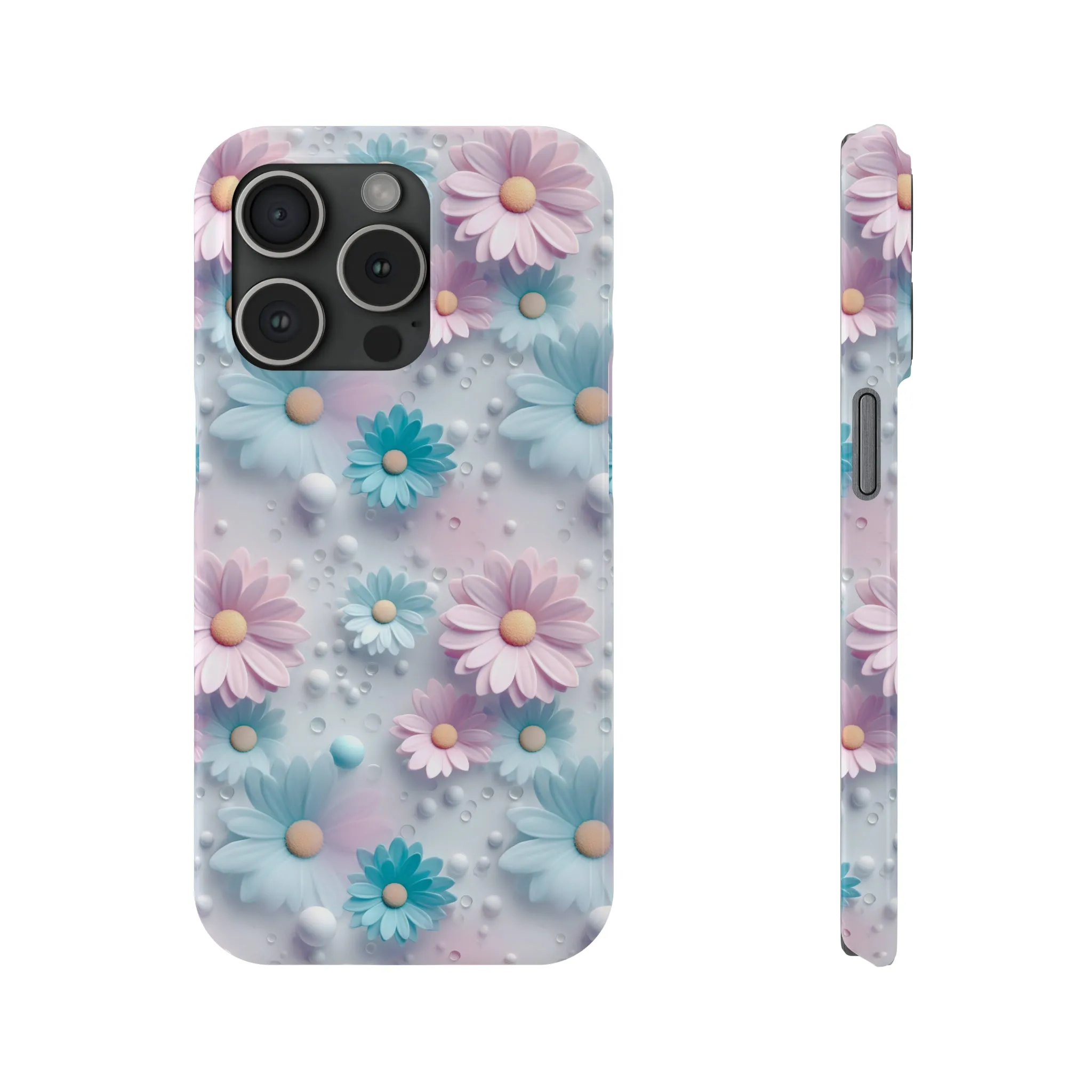 3D Dreamy Daisy Design Sleek Elegance Wireless-Charging Compatible Phone Case Slim Phone Case compatible with over 20 iphone models