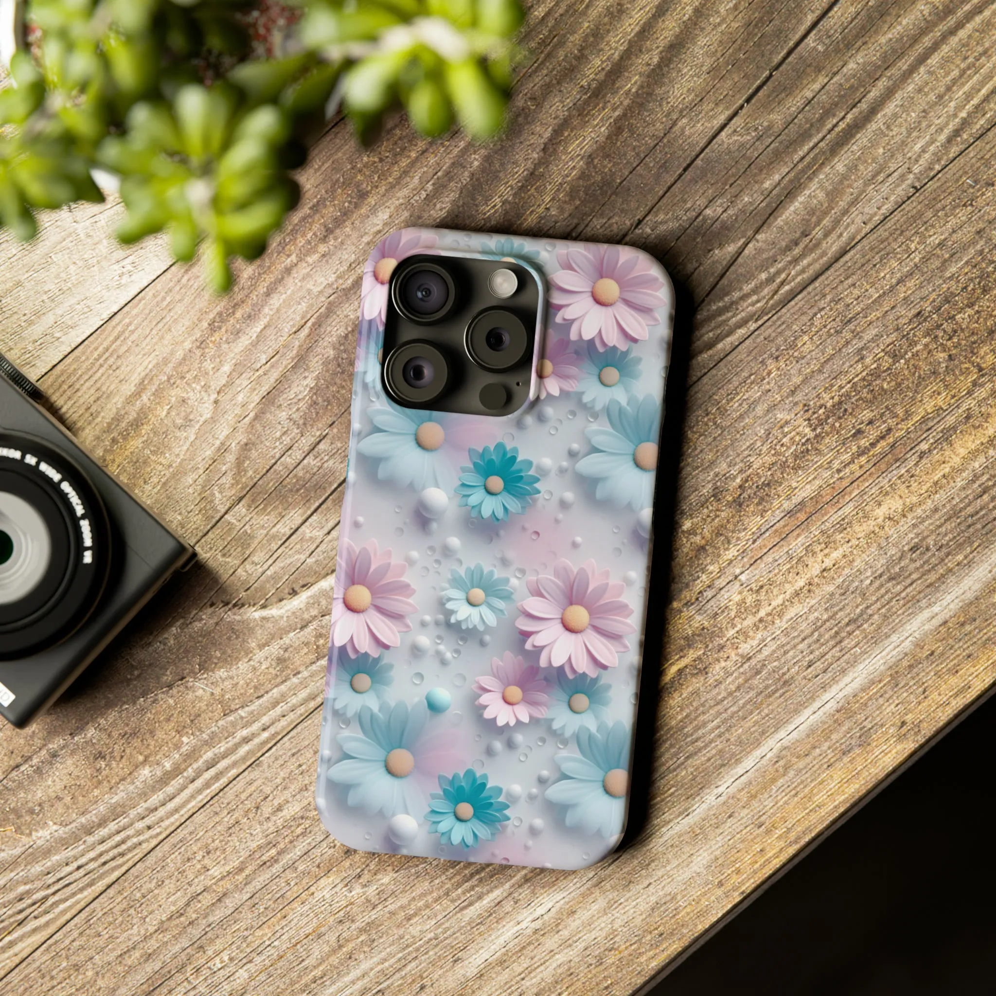 3D Dreamy Daisy Design Sleek Elegance Wireless-Charging Compatible Phone Case Slim Phone Case compatible with over 20 iphone models