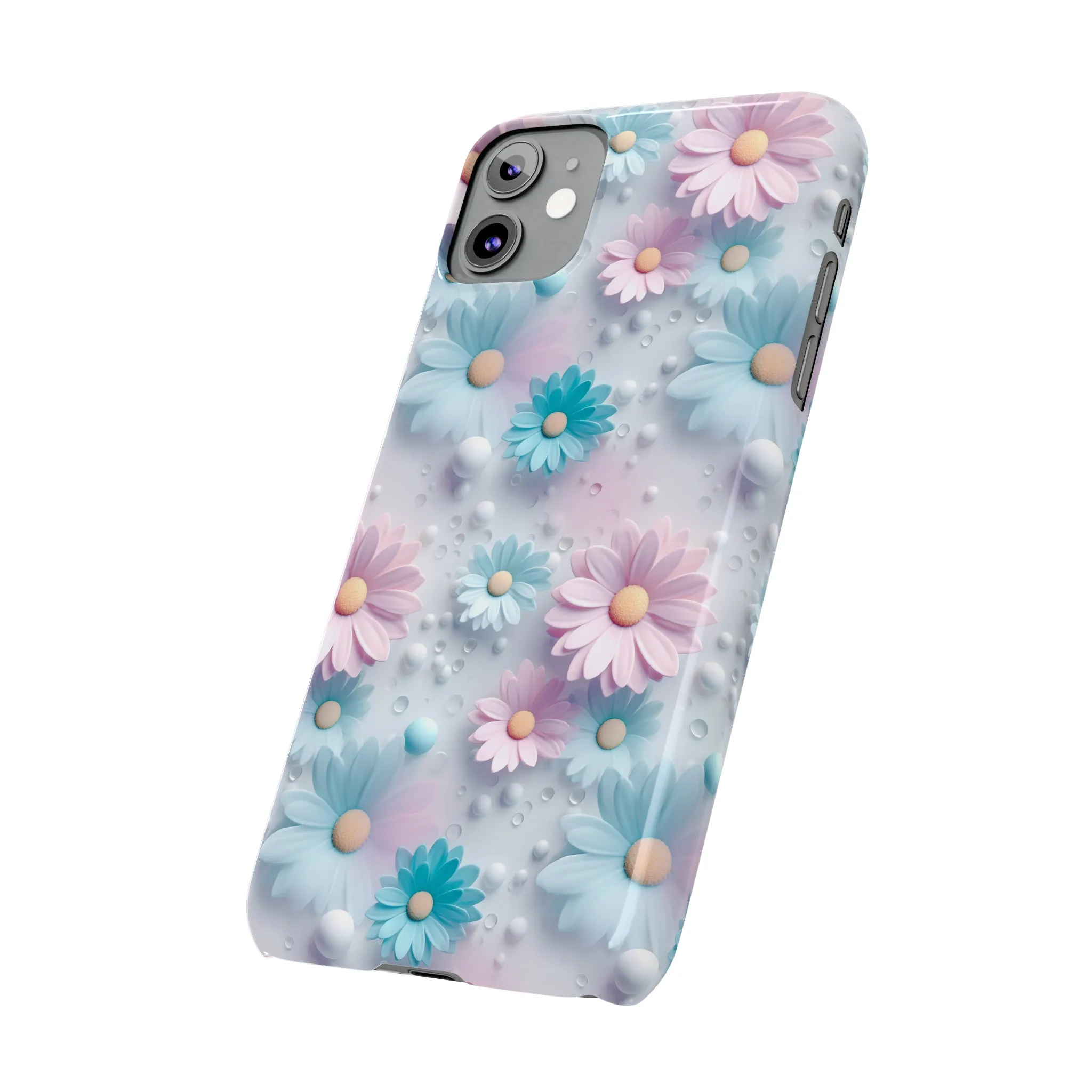 3D Dreamy Daisy Design Sleek Elegance Wireless-Charging Compatible Phone Case Slim Phone Case compatible with over 20 iphone models