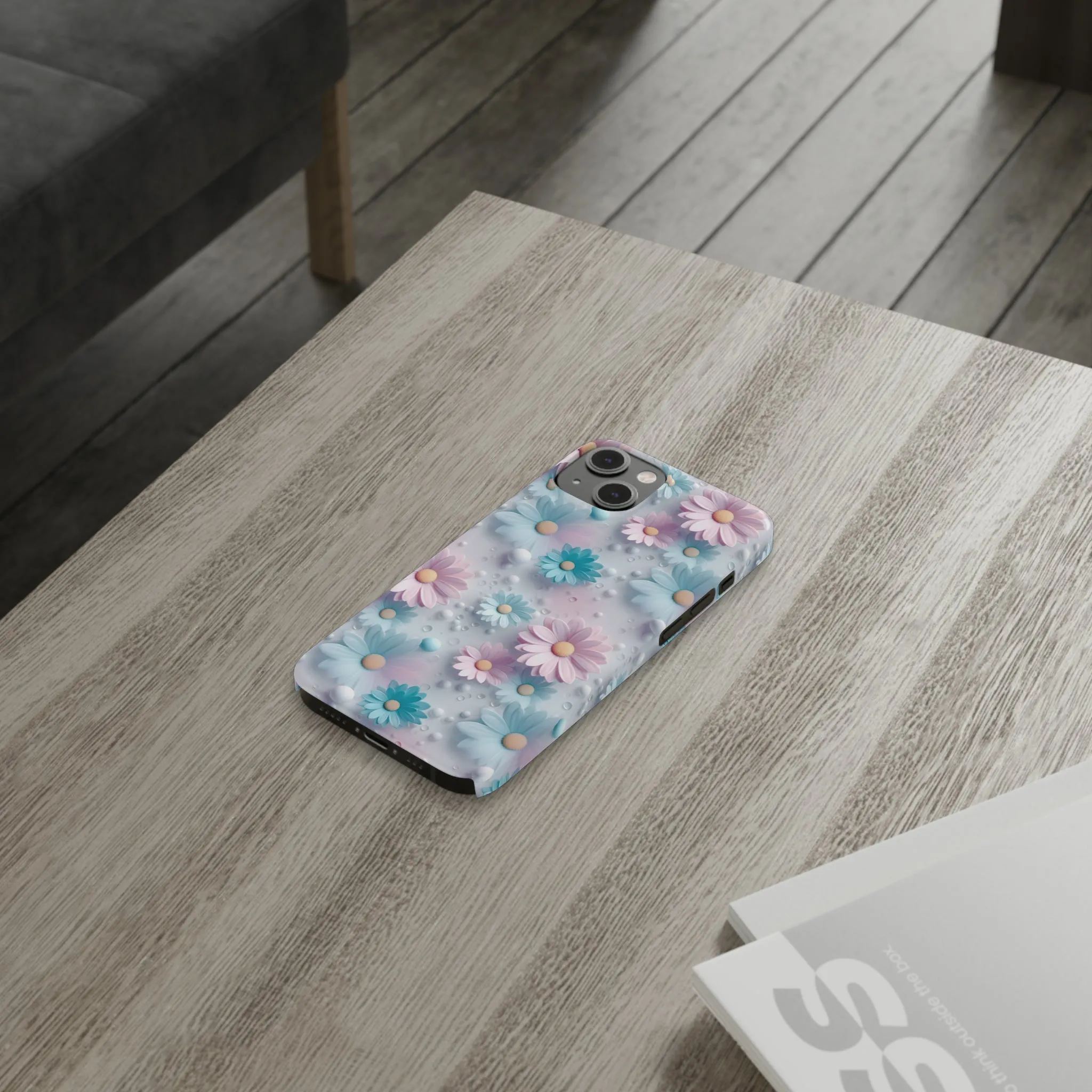 3D Dreamy Daisy Design Sleek Elegance Wireless-Charging Compatible Phone Case Slim Phone Case compatible with over 20 iphone models