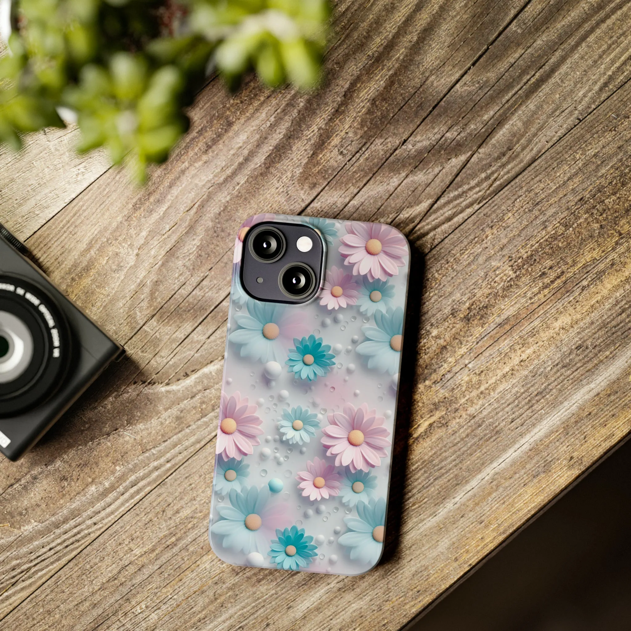 3D Dreamy Daisy Design Sleek Elegance Wireless-Charging Compatible Phone Case Slim Phone Case compatible with over 20 iphone models