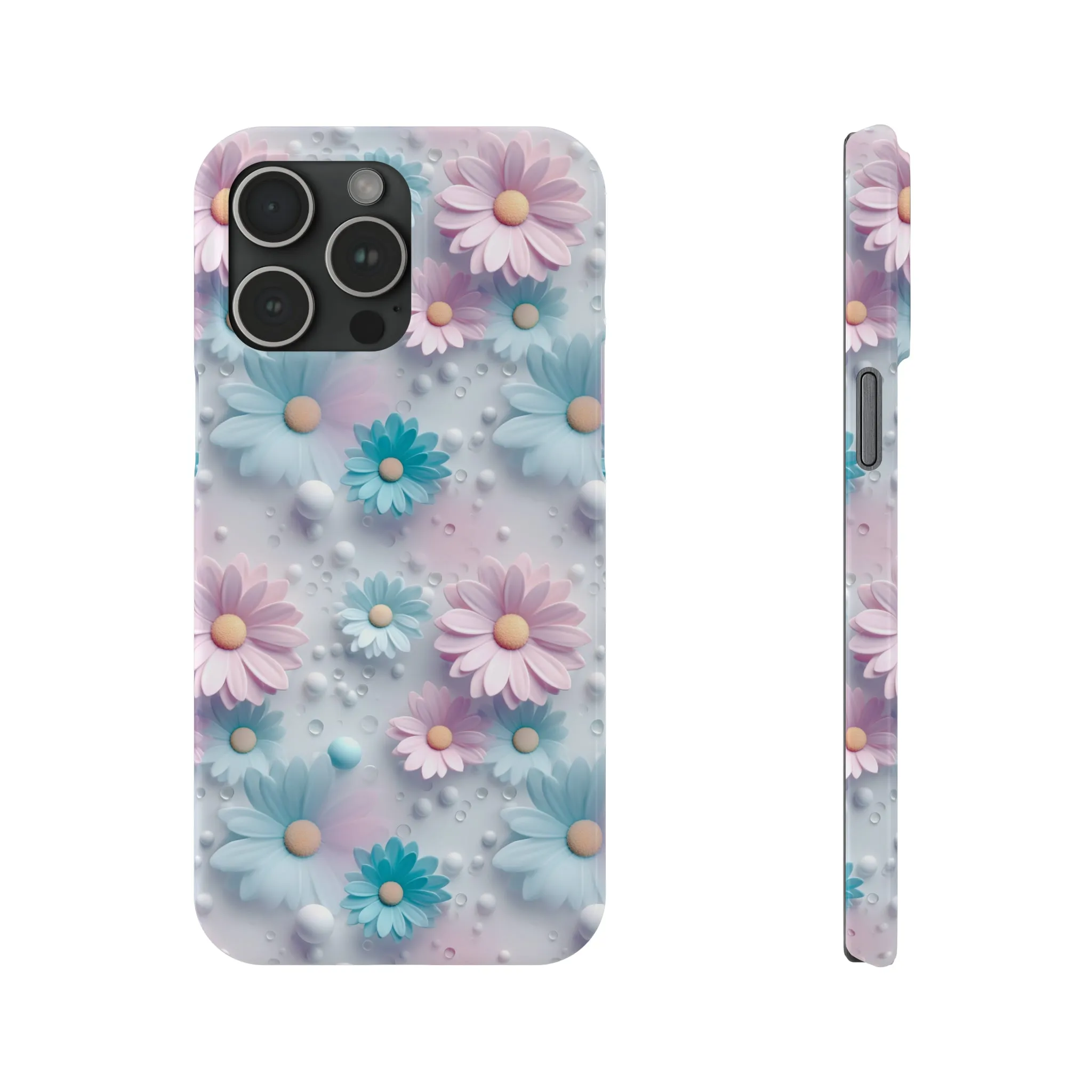 3D Dreamy Daisy Design Sleek Elegance Wireless-Charging Compatible Phone Case Slim Phone Case compatible with over 20 iphone models