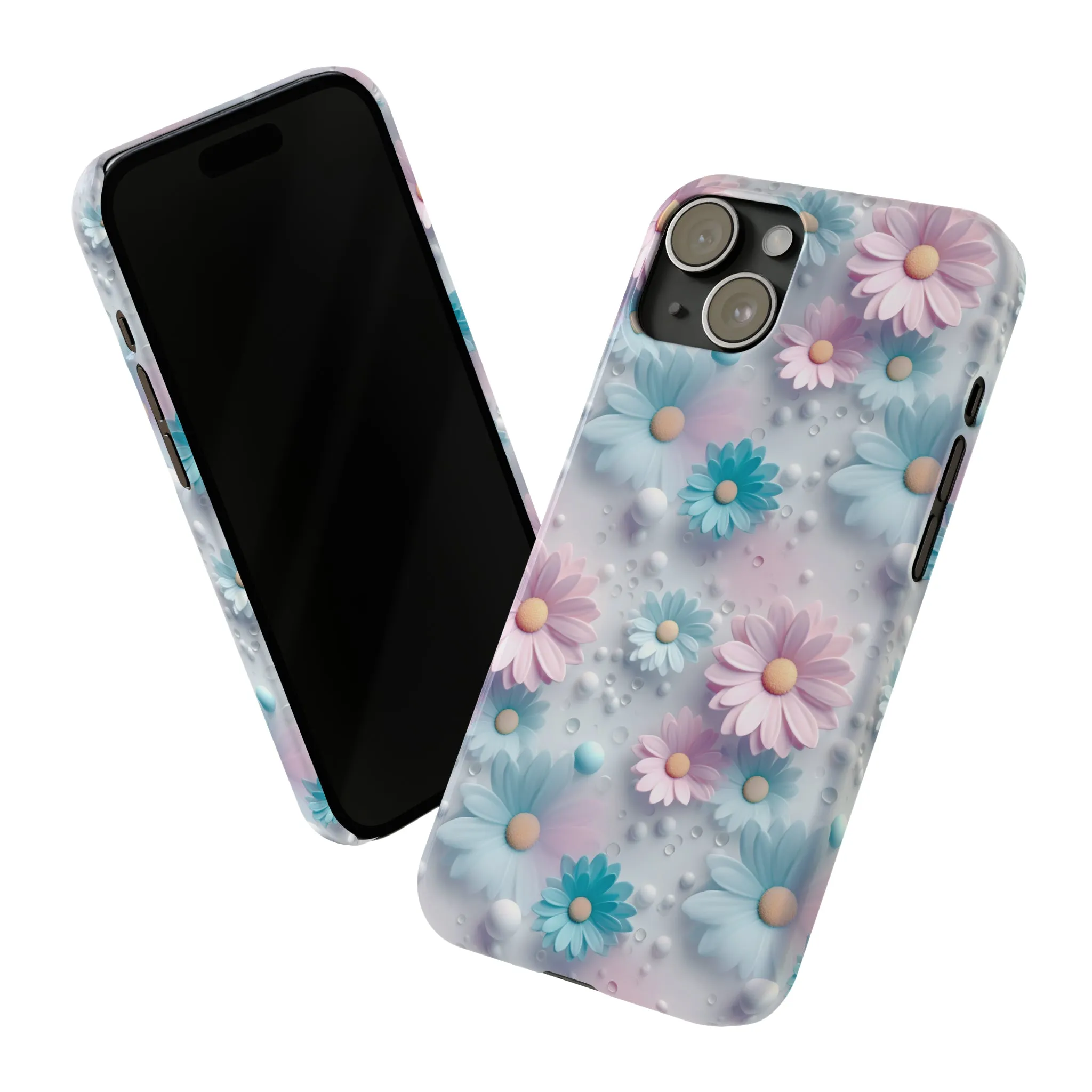 3D Dreamy Daisy Design Sleek Elegance Wireless-Charging Compatible Phone Case Slim Phone Case compatible with over 20 iphone models