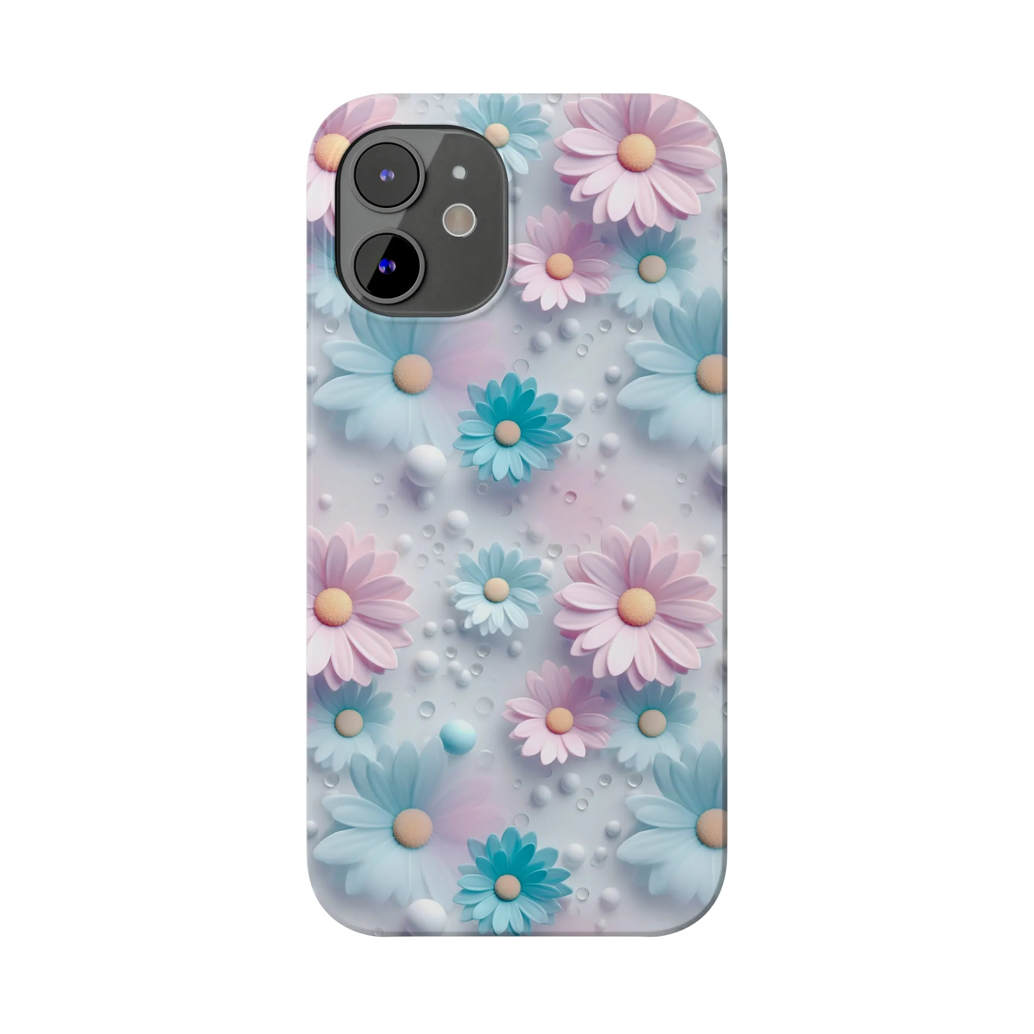 3D Dreamy Daisy Design Sleek Elegance Wireless-Charging Compatible Phone Case Slim Phone Case compatible with over 20 iphone models