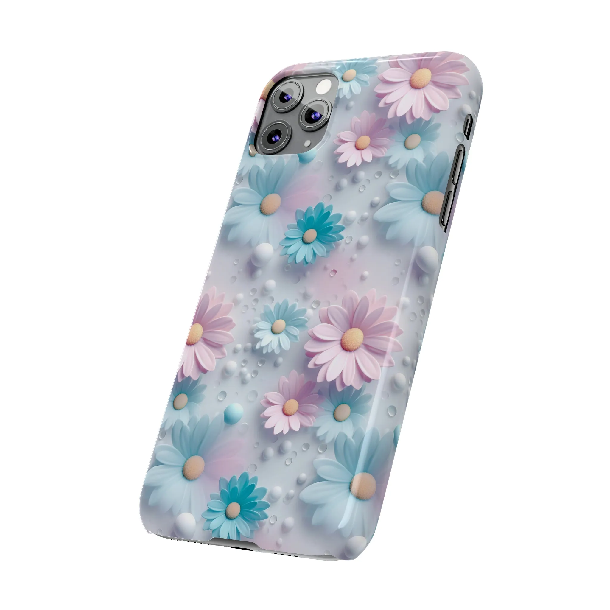 3D Dreamy Daisy Design Sleek Elegance Wireless-Charging Compatible Phone Case Slim Phone Case compatible with over 20 iphone models