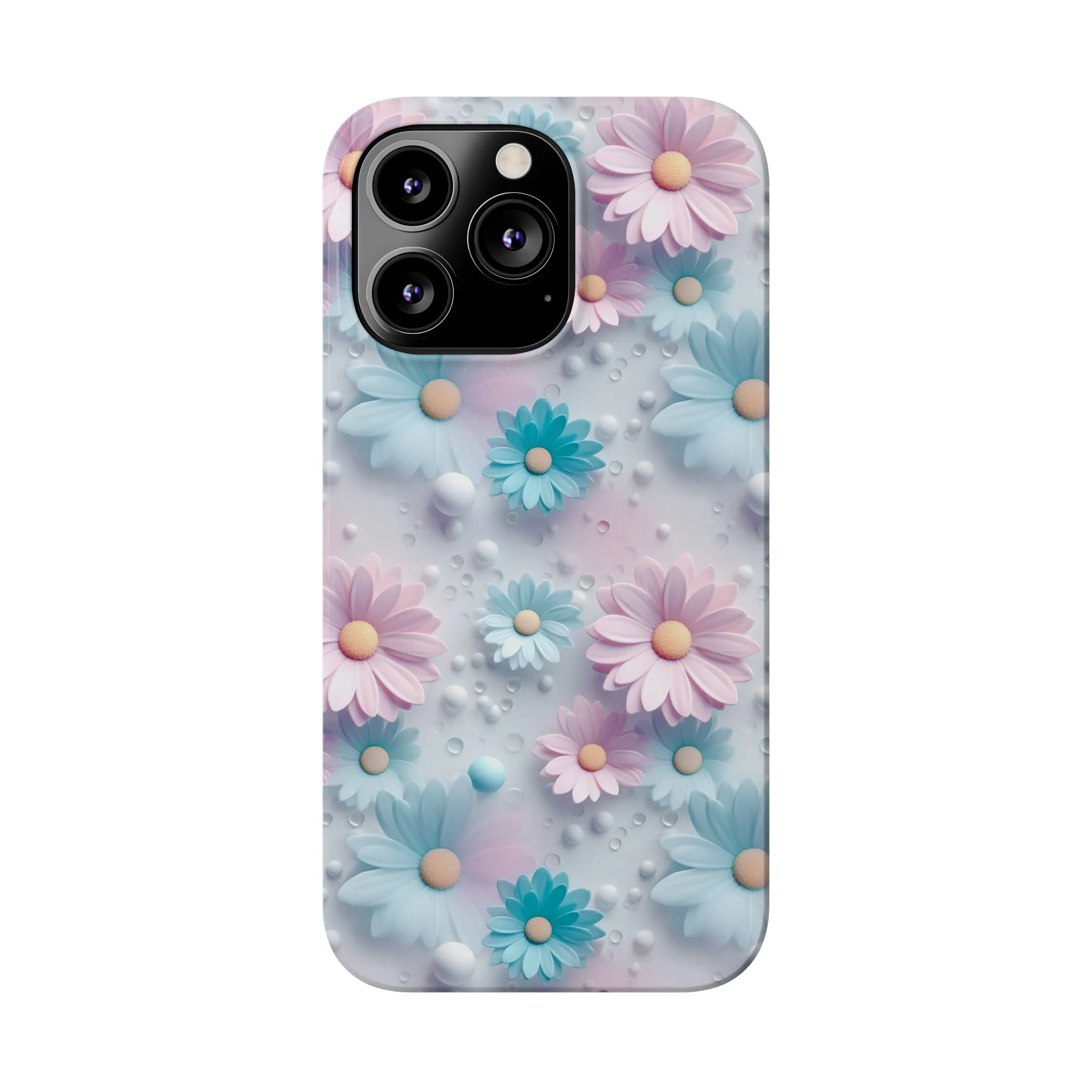 3D Dreamy Daisy Design Sleek Elegance Wireless-Charging Compatible Phone Case Slim Phone Case compatible with over 20 iphone models