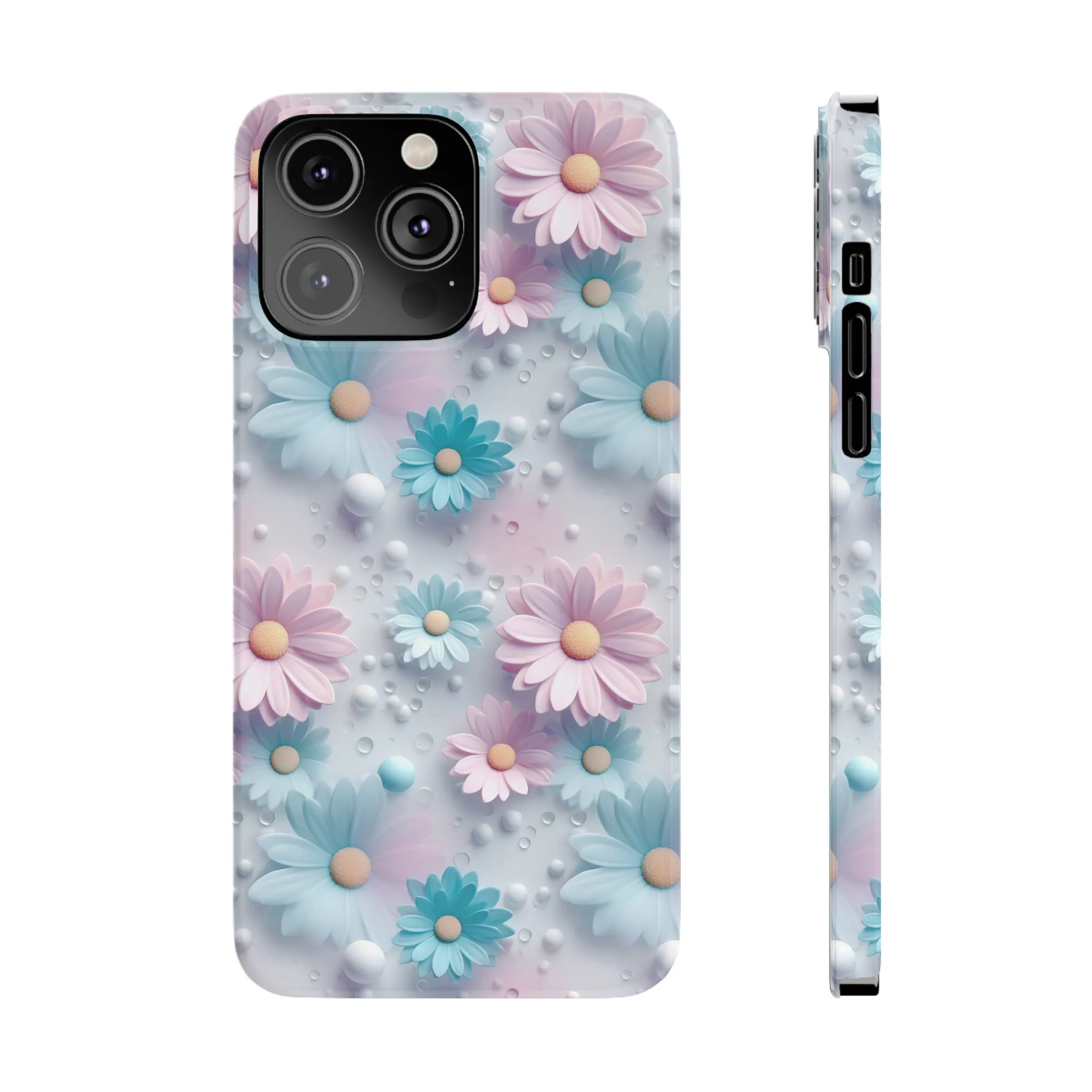 3D Dreamy Daisy Design Sleek Elegance Wireless-Charging Compatible Phone Case Slim Phone Case compatible with over 20 iphone models