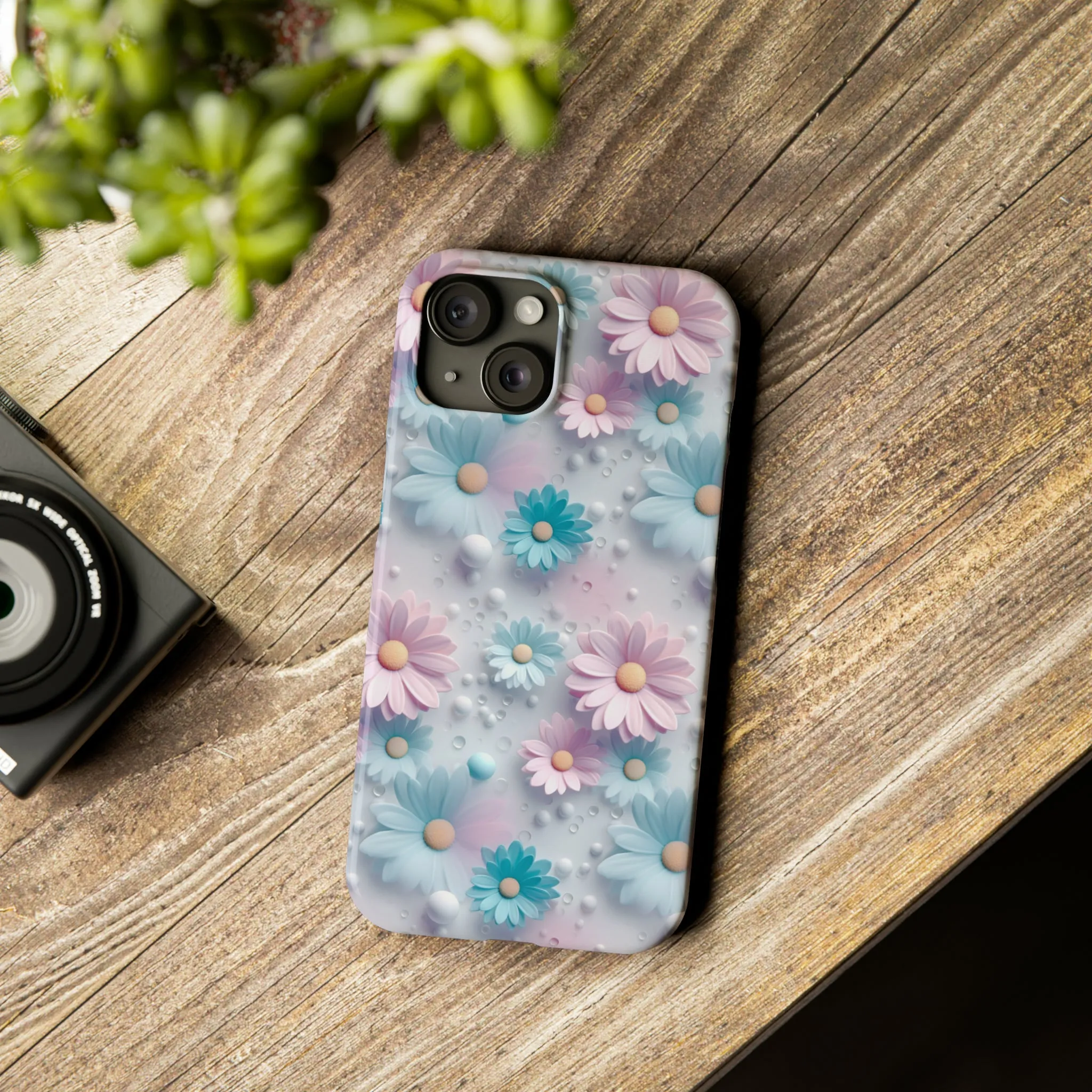 3D Dreamy Daisy Design Sleek Elegance Wireless-Charging Compatible Phone Case Slim Phone Case compatible with over 20 iphone models