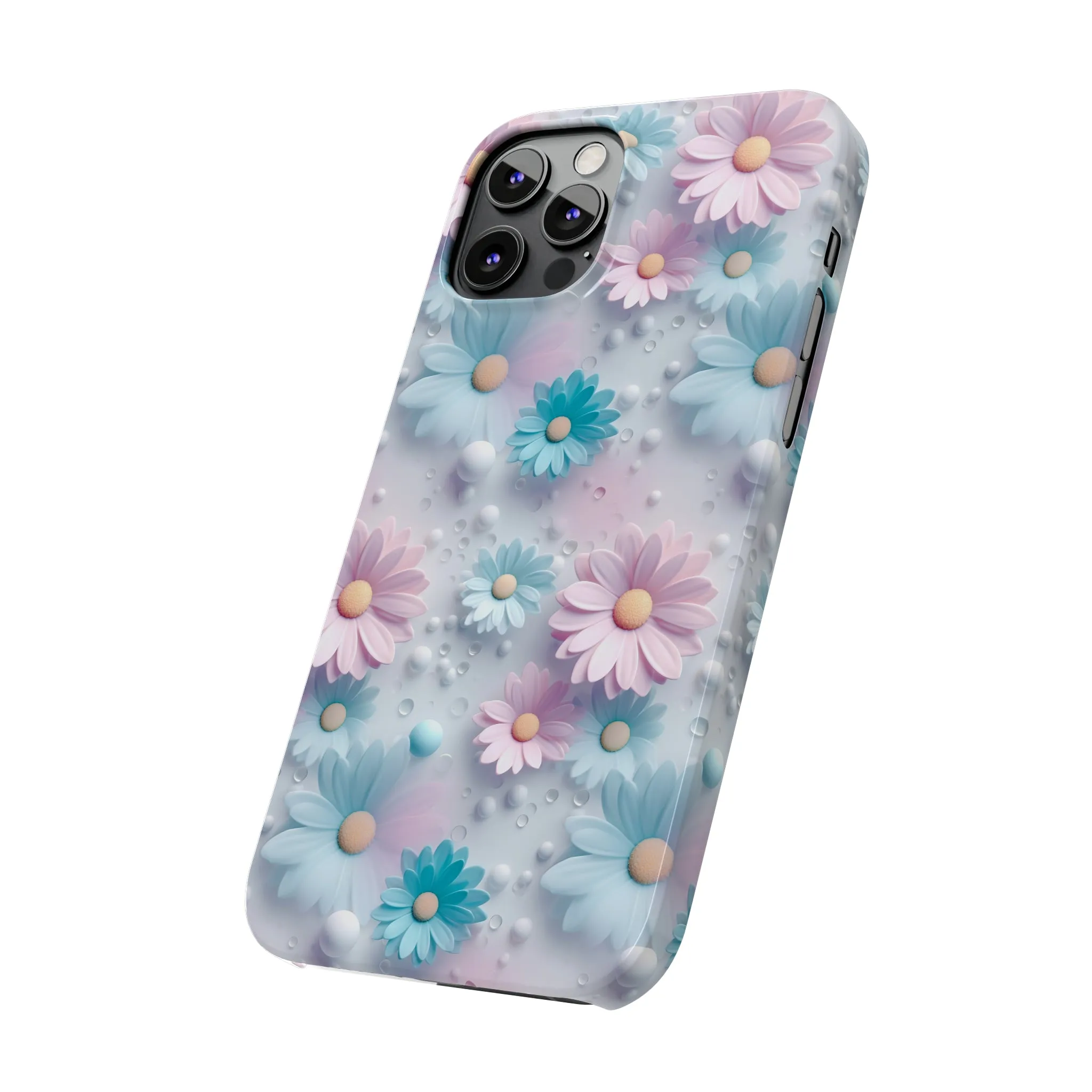 3D Dreamy Daisy Design Sleek Elegance Wireless-Charging Compatible Phone Case Slim Phone Case compatible with over 20 iphone models