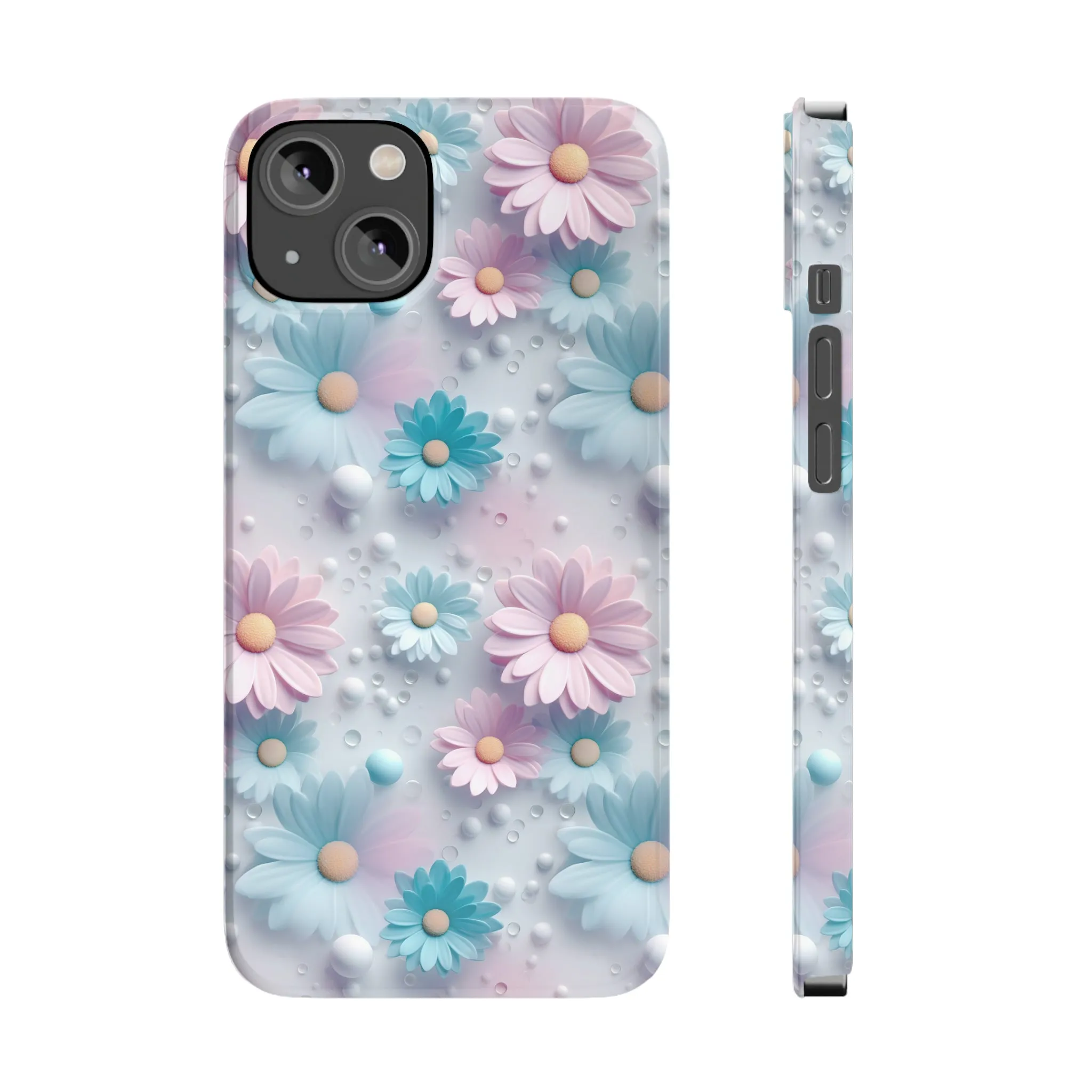 3D Dreamy Daisy Design Sleek Elegance Wireless-Charging Compatible Phone Case Slim Phone Case compatible with over 20 iphone models