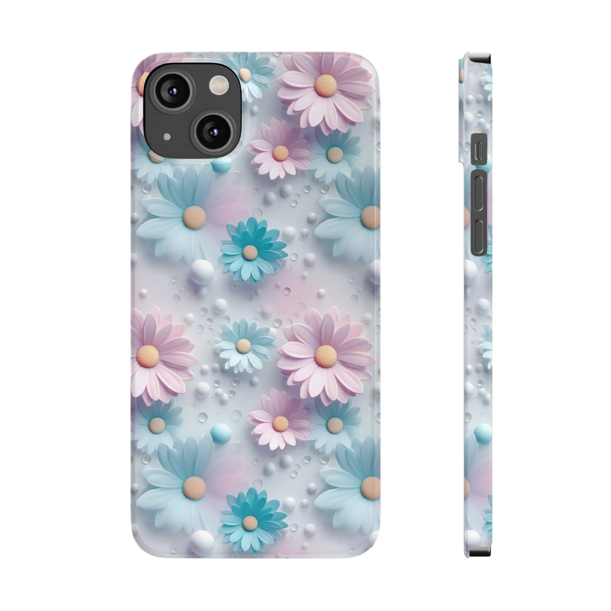 3D Dreamy Daisy Design Sleek Elegance Wireless-Charging Compatible Phone Case Slim Phone Case compatible with over 20 iphone models