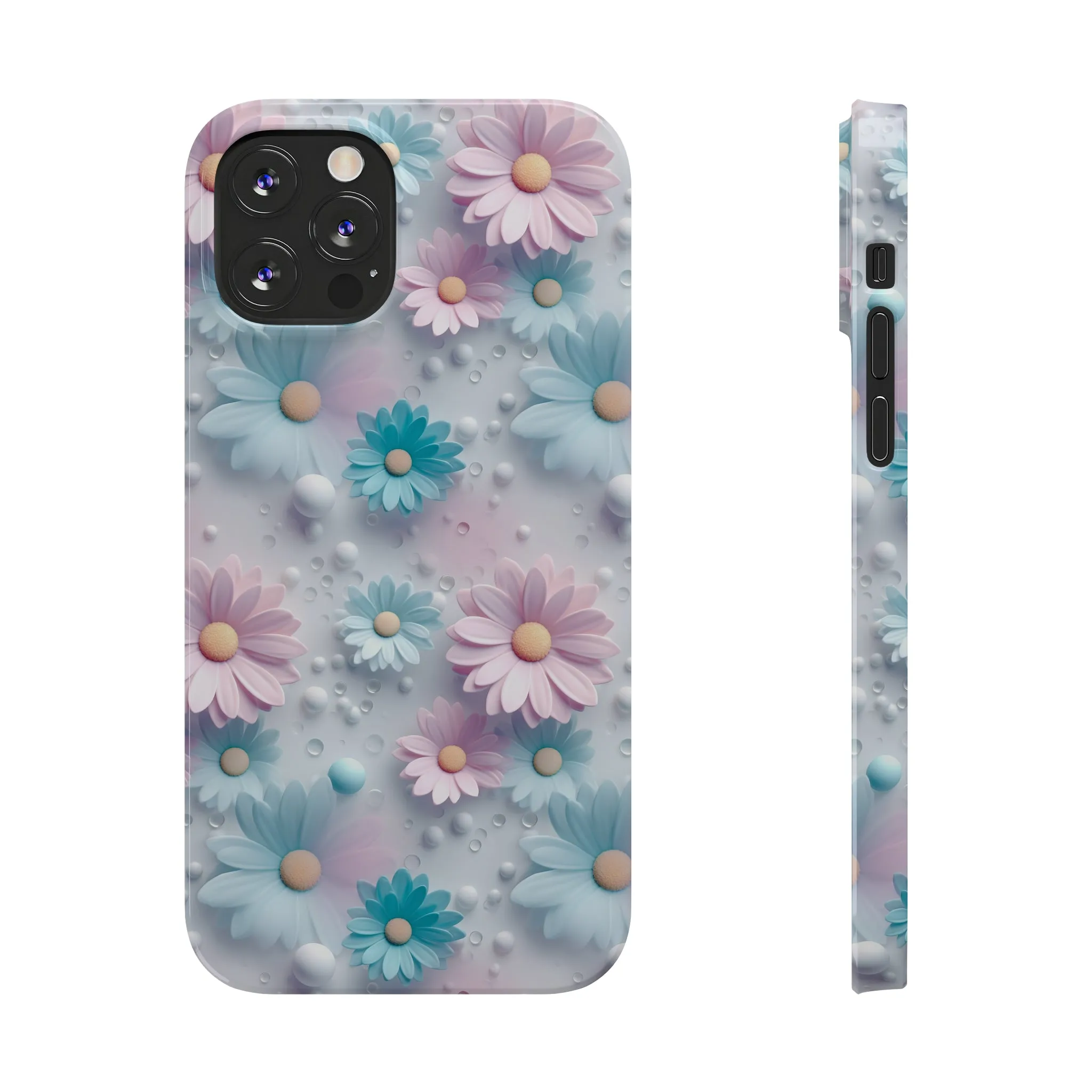 3D Dreamy Daisy Design Sleek Elegance Wireless-Charging Compatible Phone Case Slim Phone Case compatible with over 20 iphone models