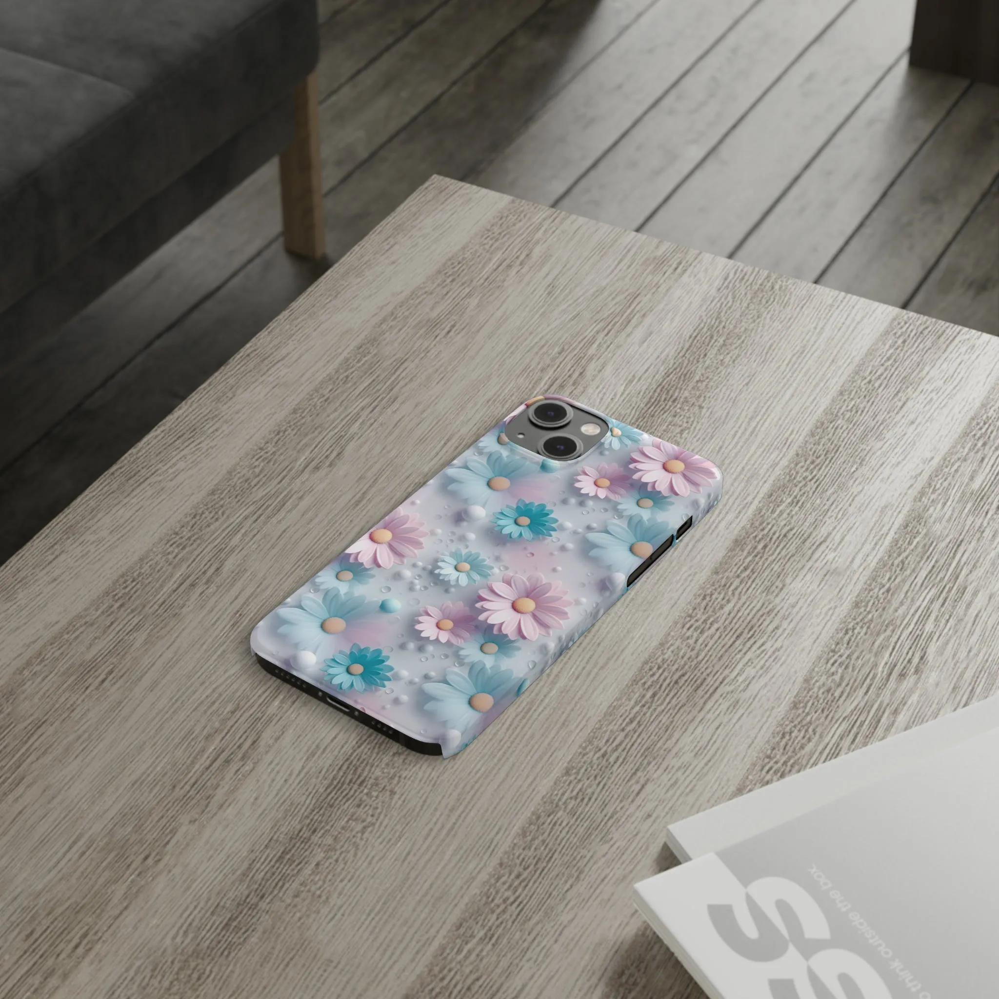 3D Dreamy Daisy Design Sleek Elegance Wireless-Charging Compatible Phone Case Slim Phone Case compatible with over 20 iphone models