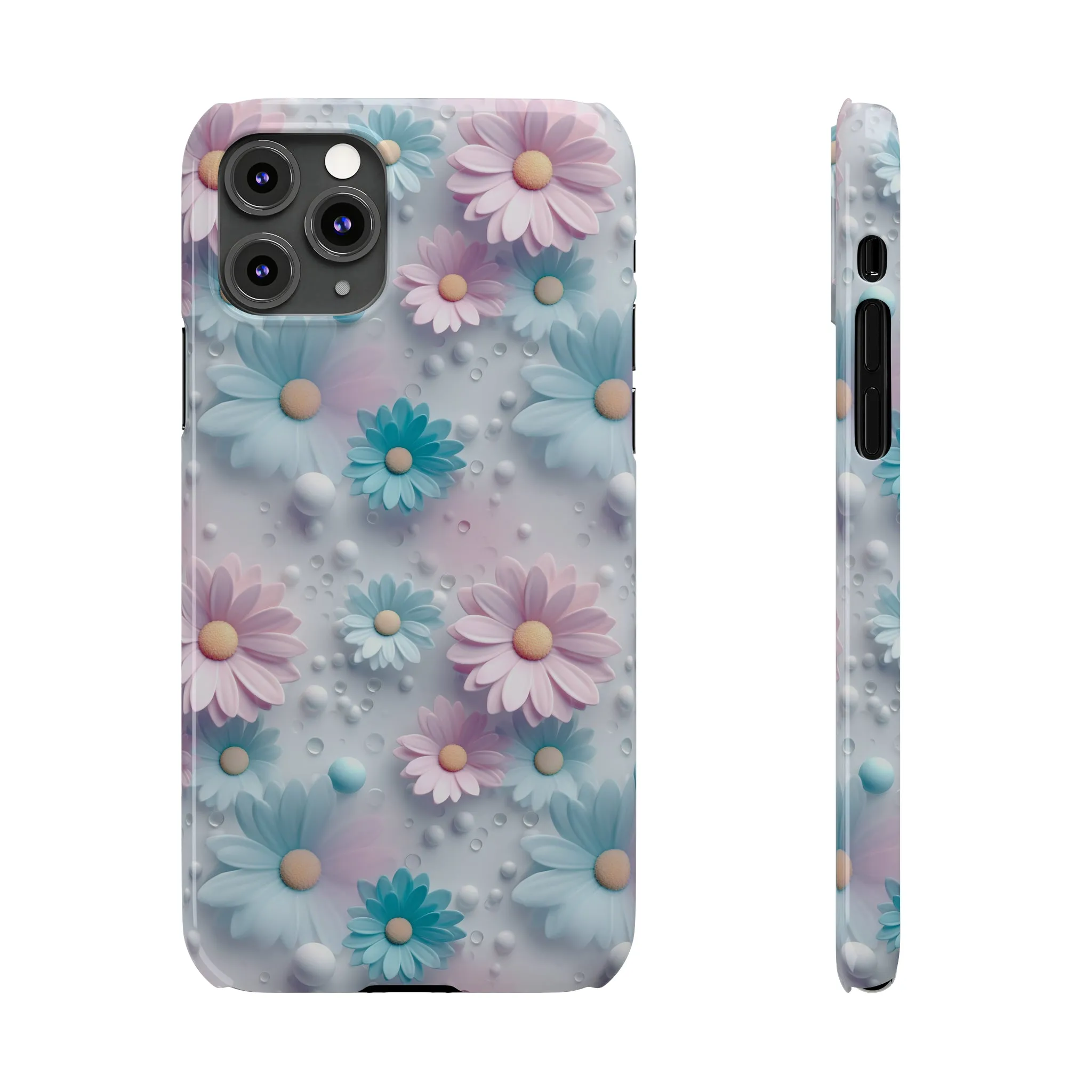 3D Dreamy Daisy Design Sleek Elegance Wireless-Charging Compatible Phone Case Slim Phone Case compatible with over 20 iphone models