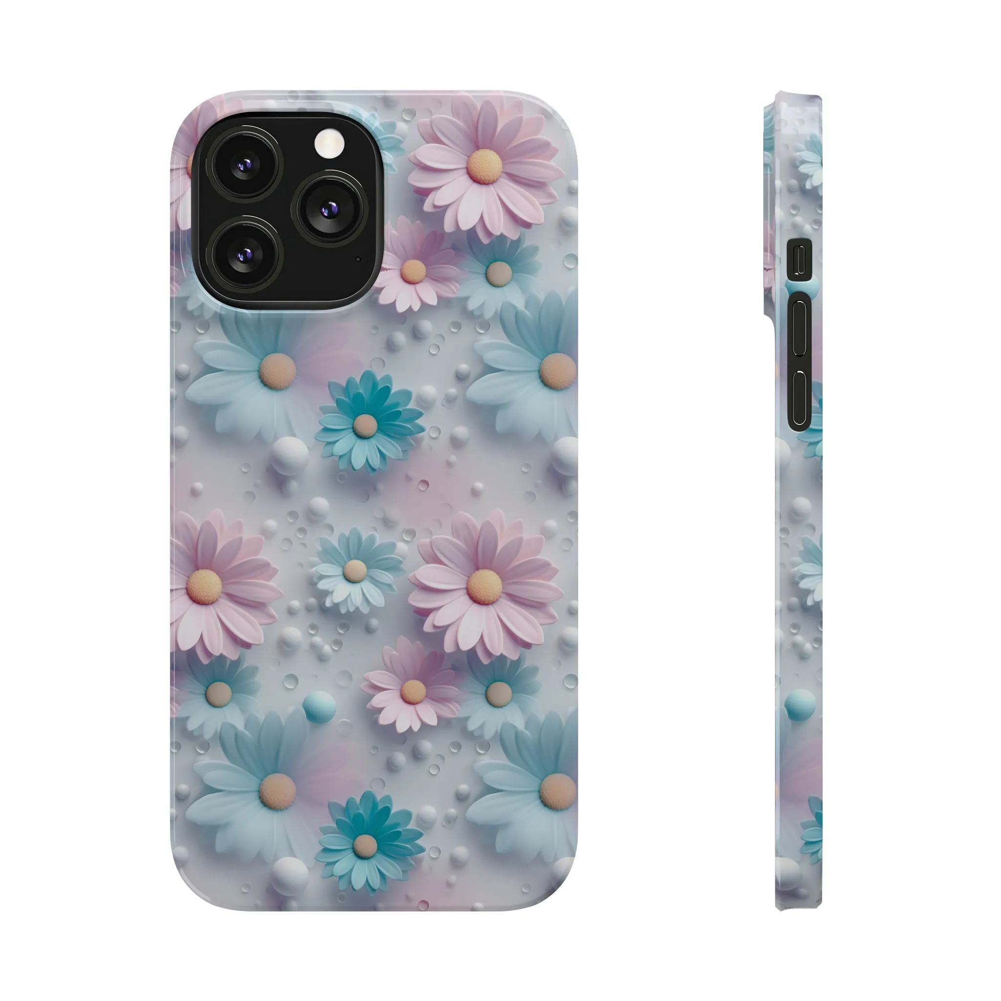 3D Dreamy Daisy Design Sleek Elegance Wireless-Charging Compatible Phone Case Slim Phone Case compatible with over 20 iphone models