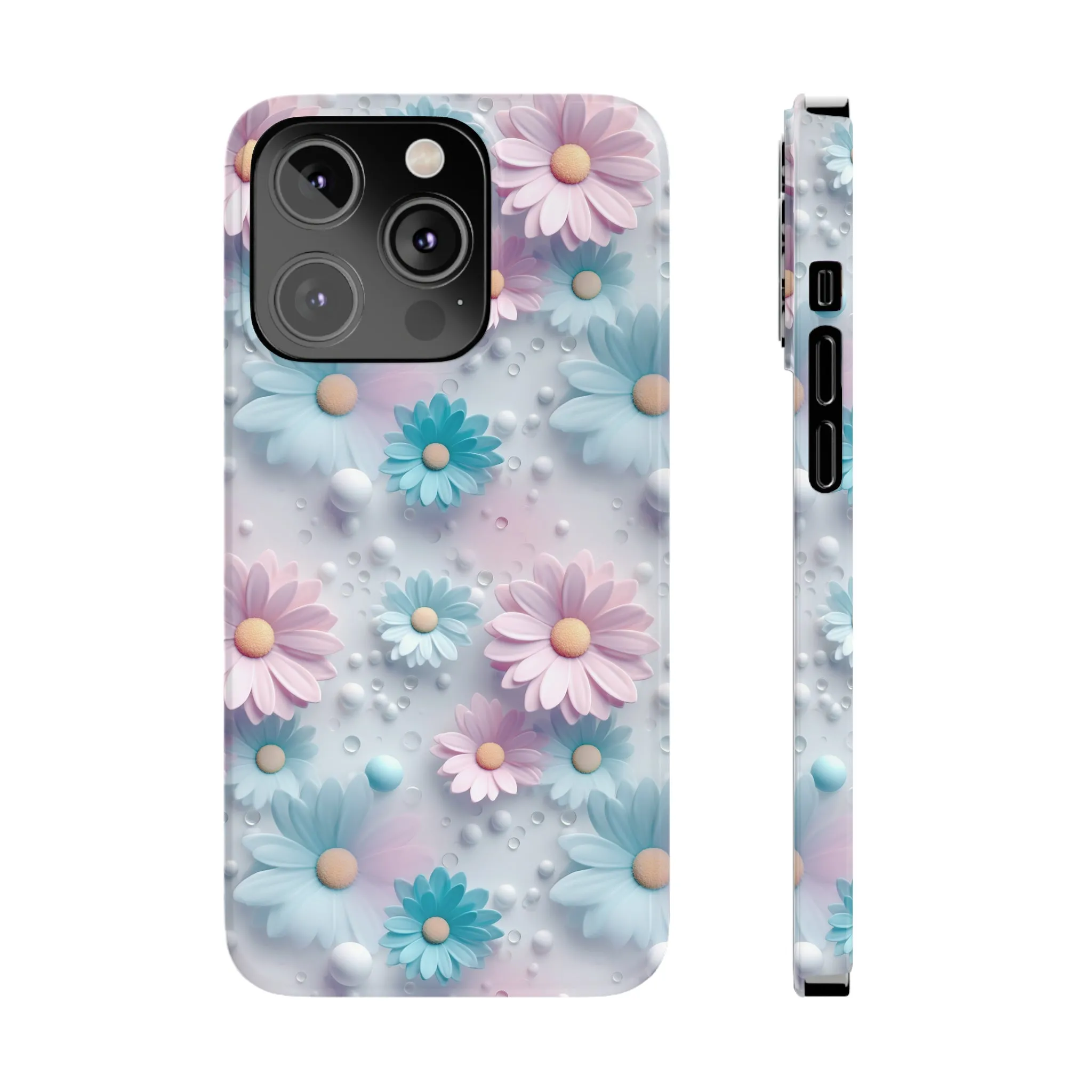 3D Dreamy Daisy Design Sleek Elegance Wireless-Charging Compatible Phone Case Slim Phone Case compatible with over 20 iphone models