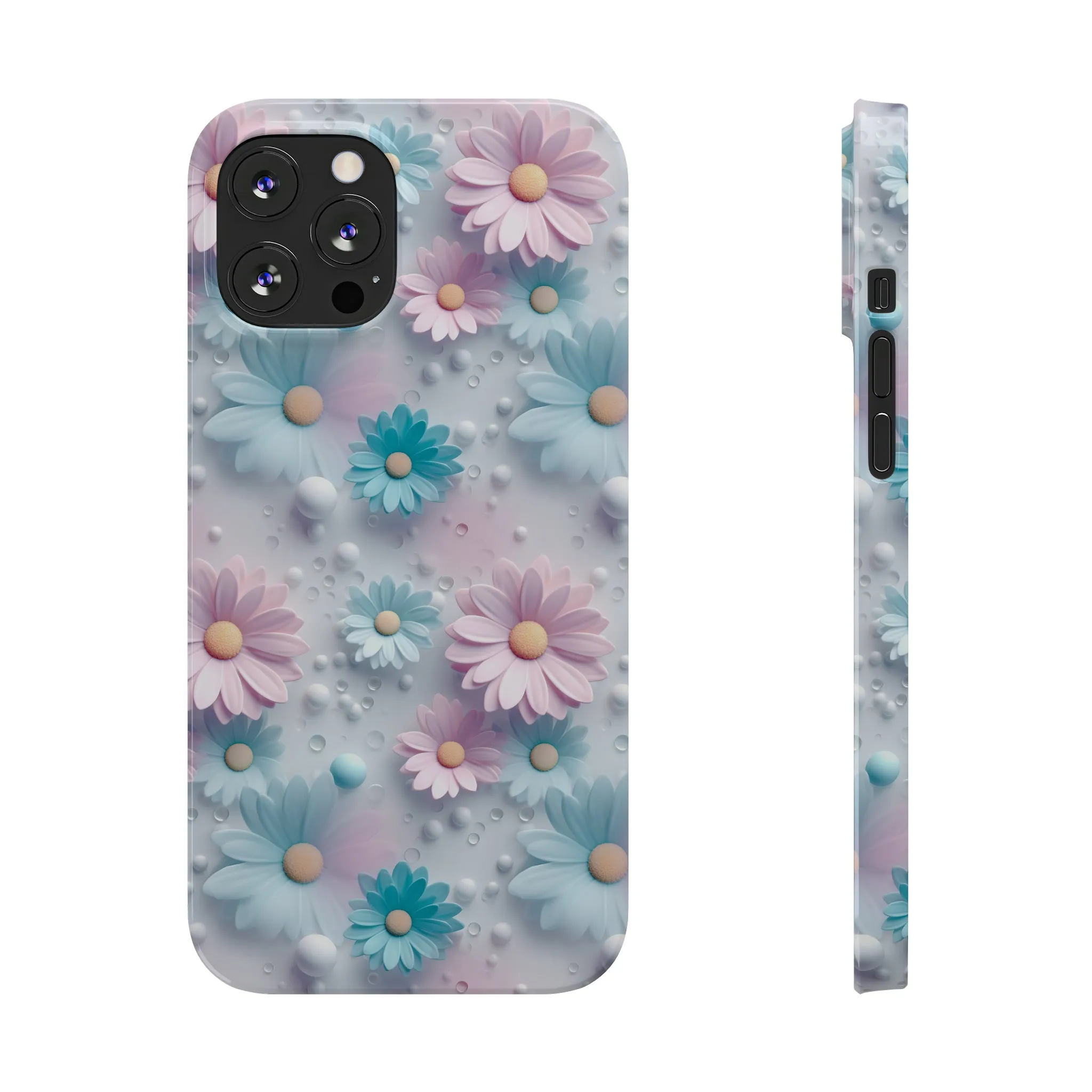 3D Dreamy Daisy Design Sleek Elegance Wireless-Charging Compatible Phone Case Slim Phone Case compatible with over 20 iphone models