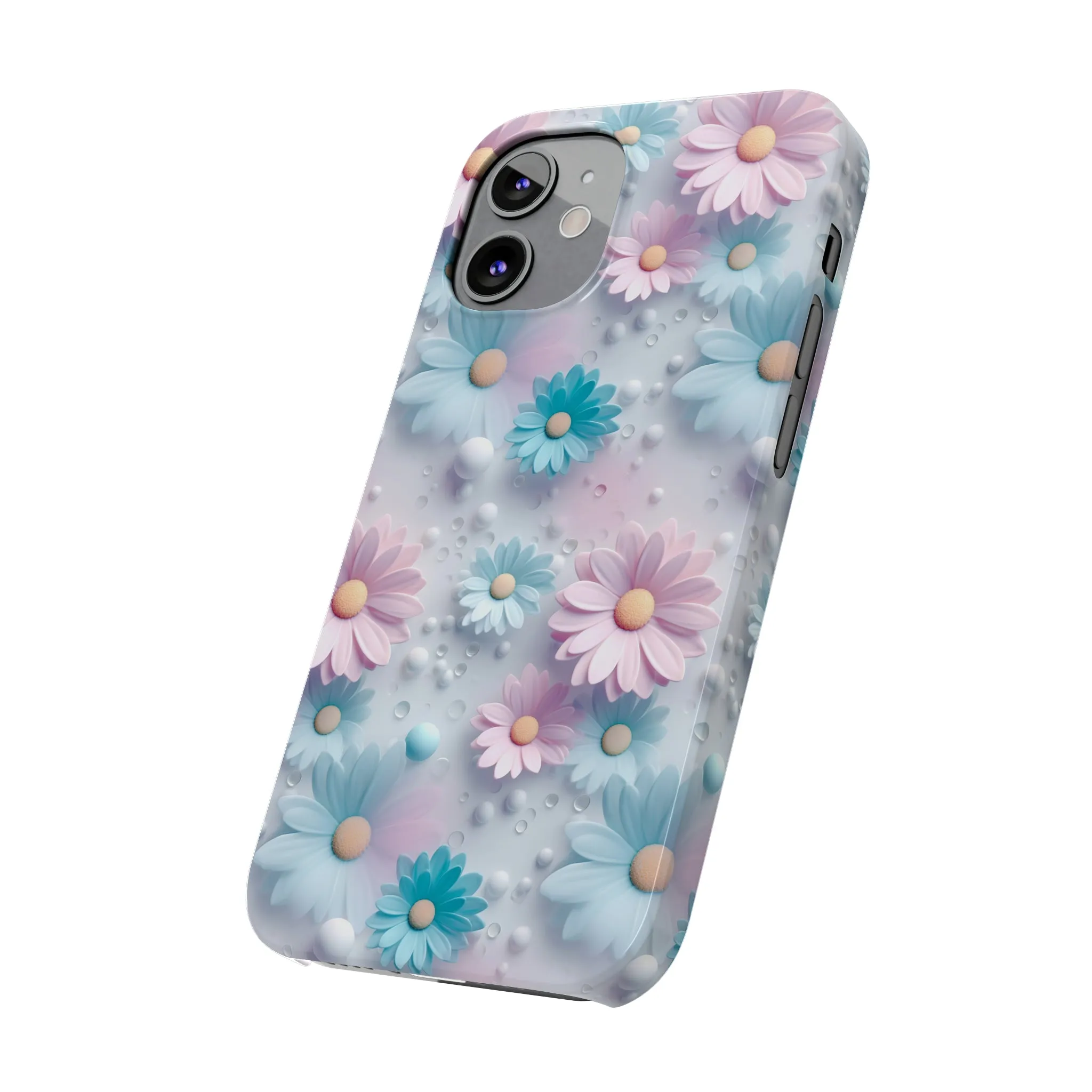 3D Dreamy Daisy Design Sleek Elegance Wireless-Charging Compatible Phone Case Slim Phone Case compatible with over 20 iphone models