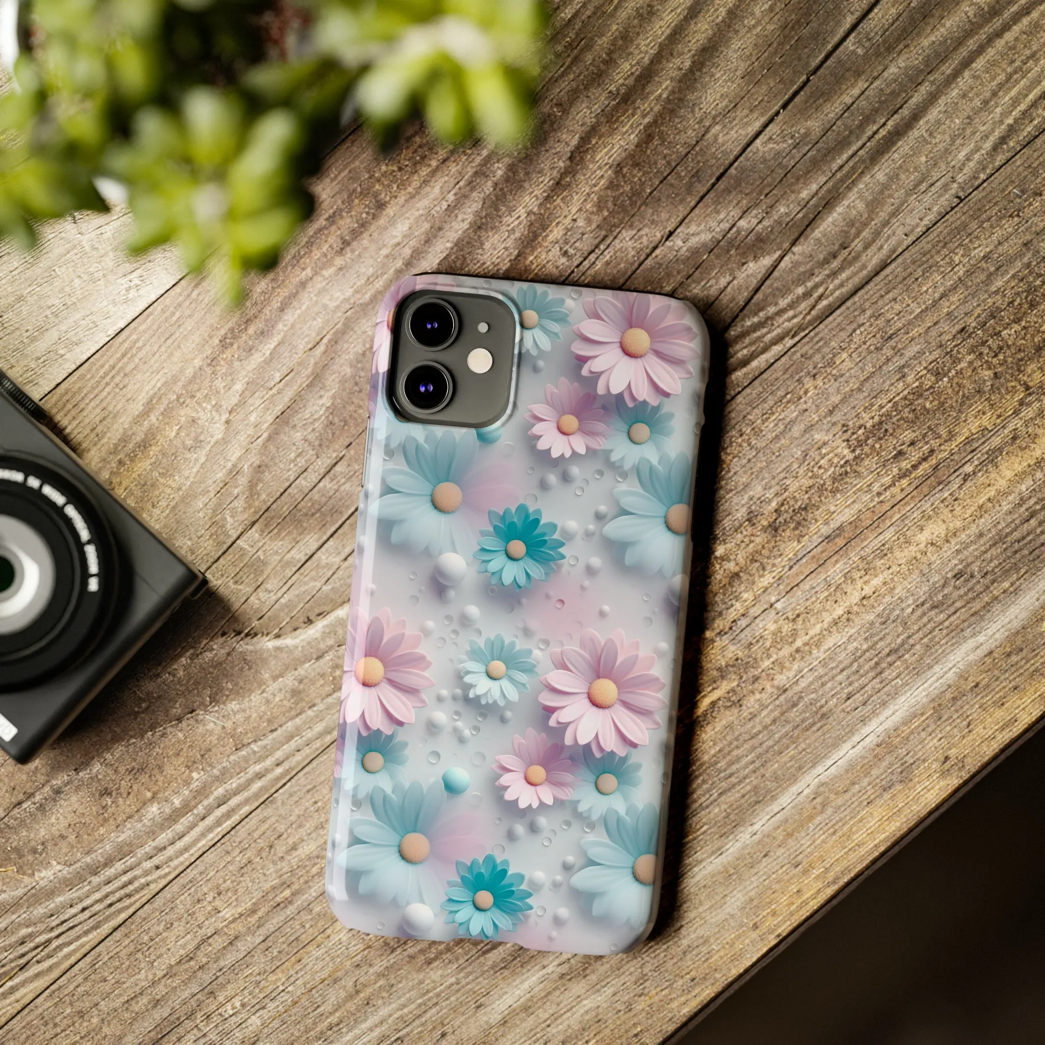 3D Dreamy Daisy Design Sleek Elegance Wireless-Charging Compatible Phone Case Slim Phone Case compatible with over 20 iphone models