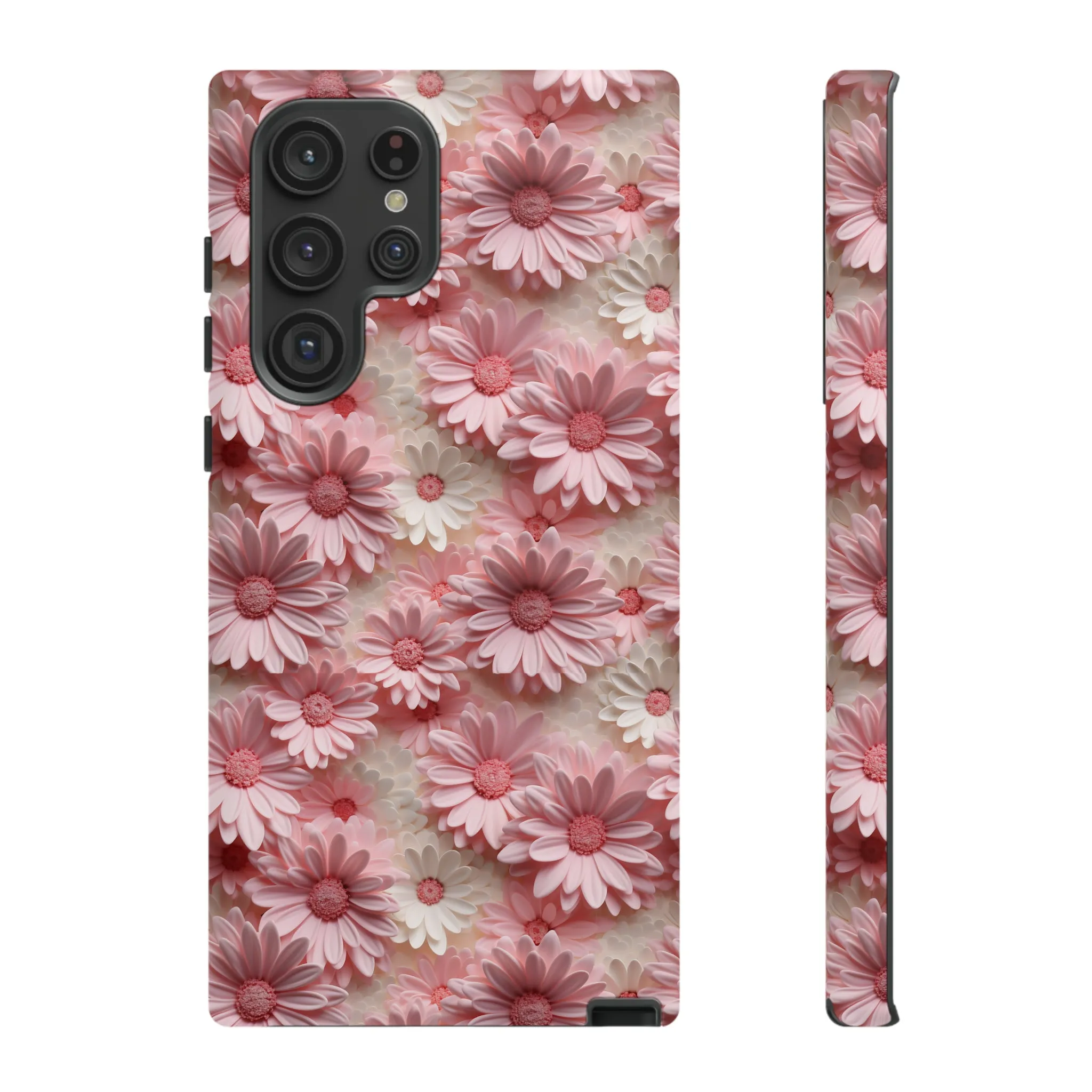 3D Pink and White Daisies print design Tough Phone Case compatible with a large variety of Samsung models