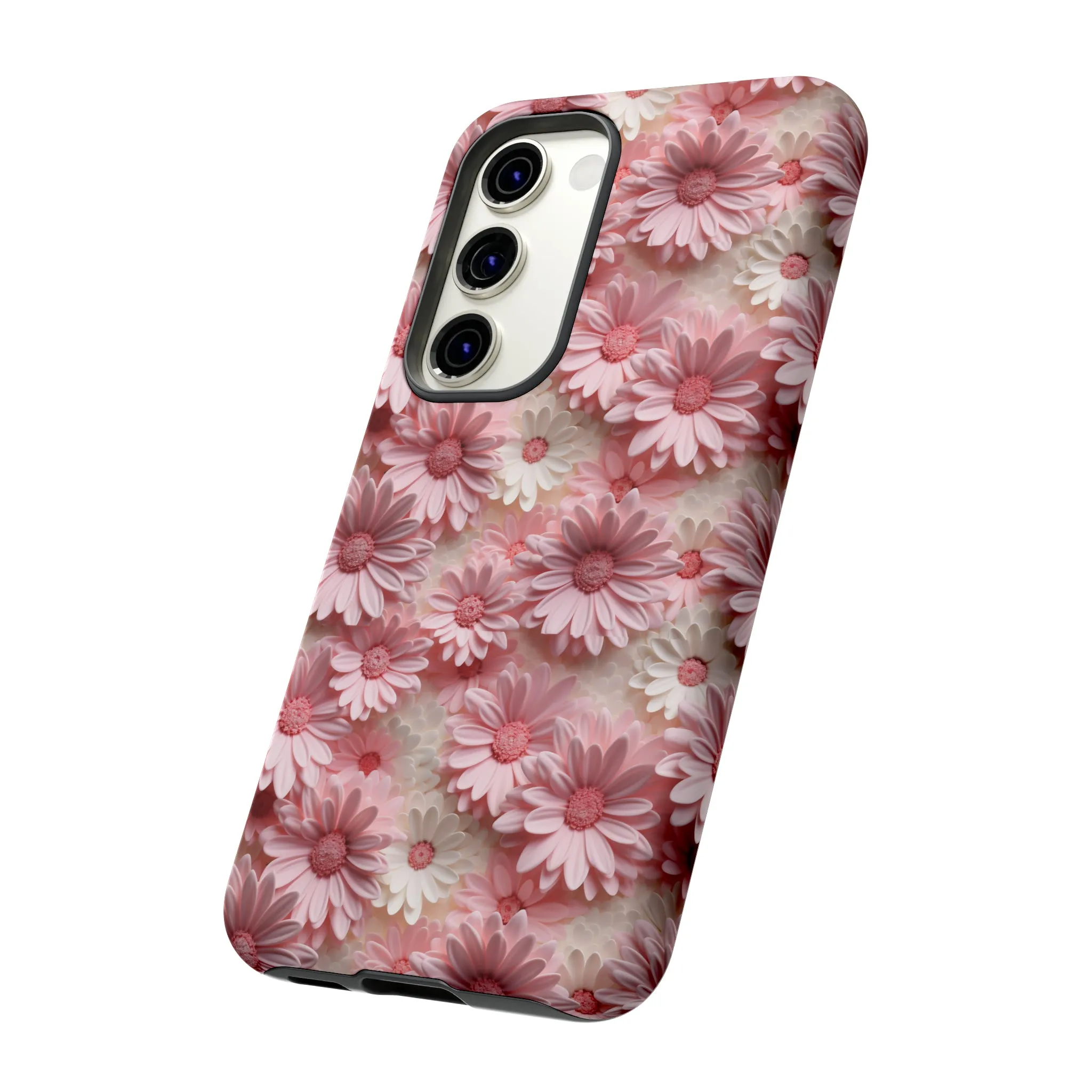 3D Pink and White Daisies print design Tough Phone Case compatible with a large variety of Samsung models