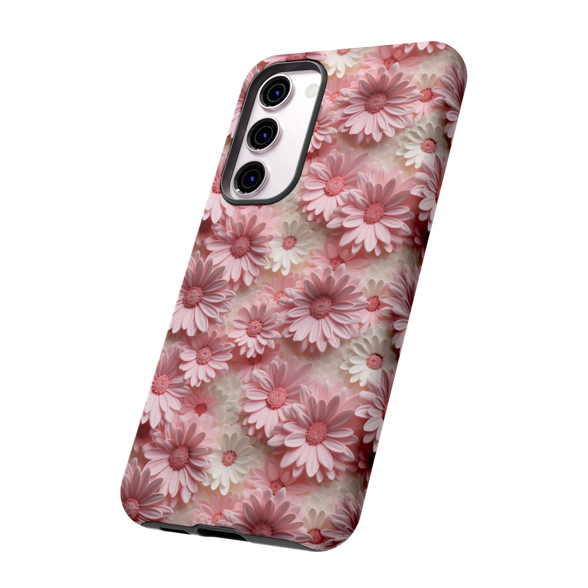 3D Pink and White Daisies print design Tough Phone Case compatible with a large variety of Samsung models