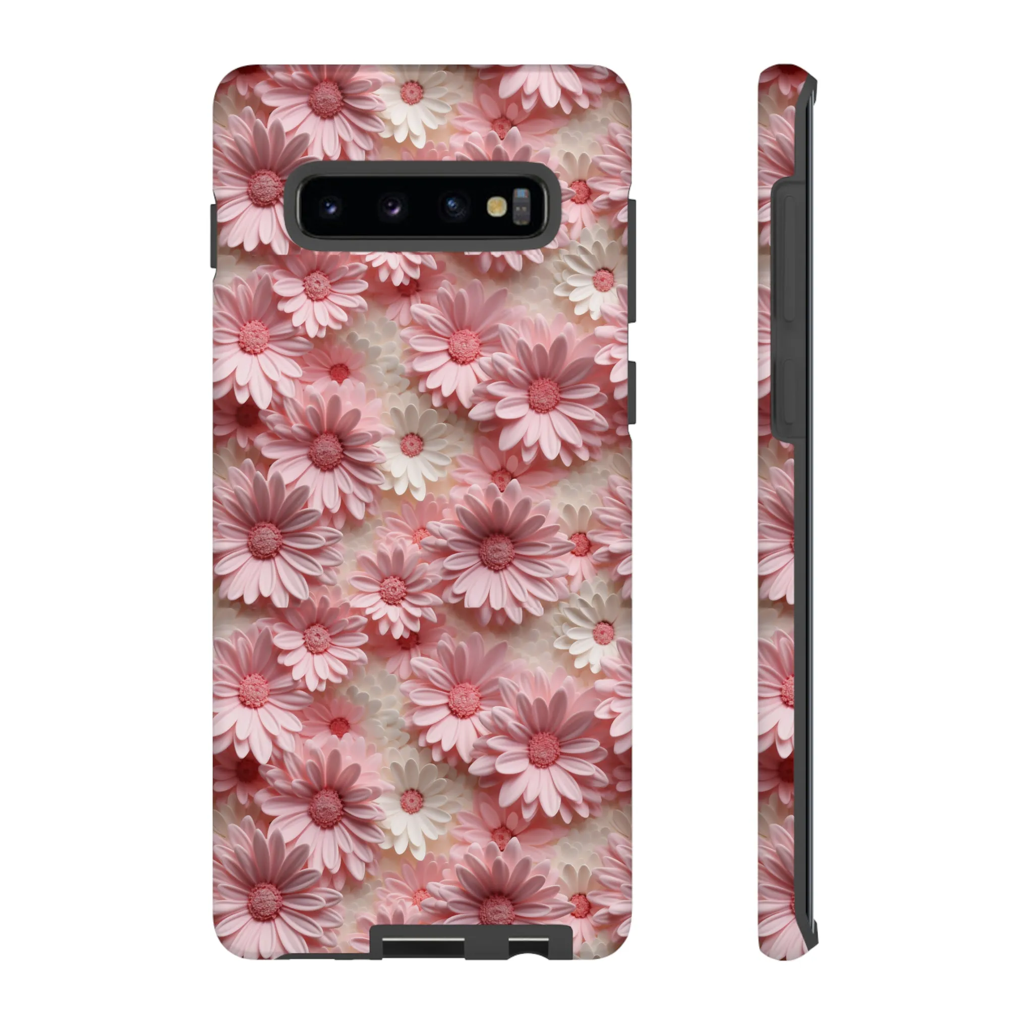 3D Pink and White Daisies print design Tough Phone Case compatible with a large variety of Samsung models