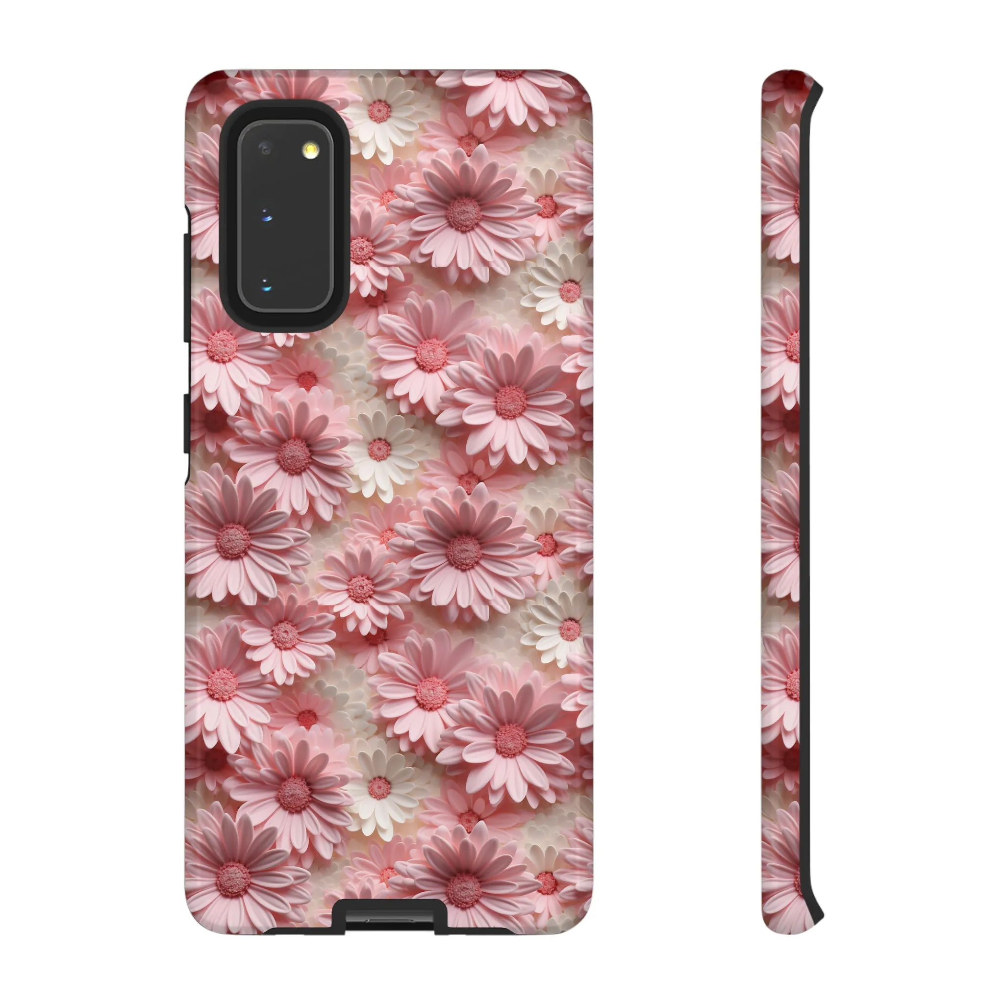 3D Pink and White Daisies print design Tough Phone Case compatible with a large variety of Samsung models