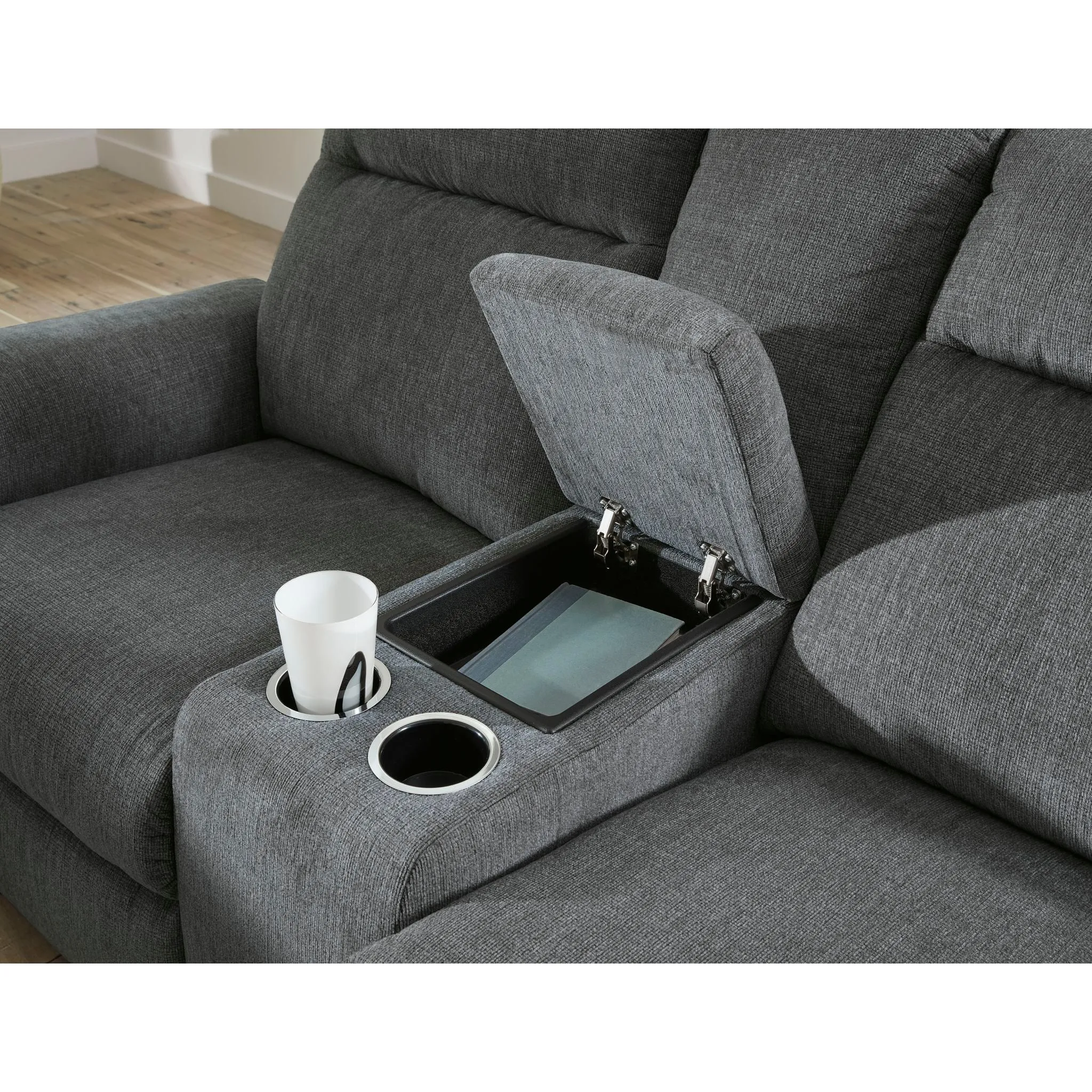 Barnsana Reclining Power Loveseat with Console