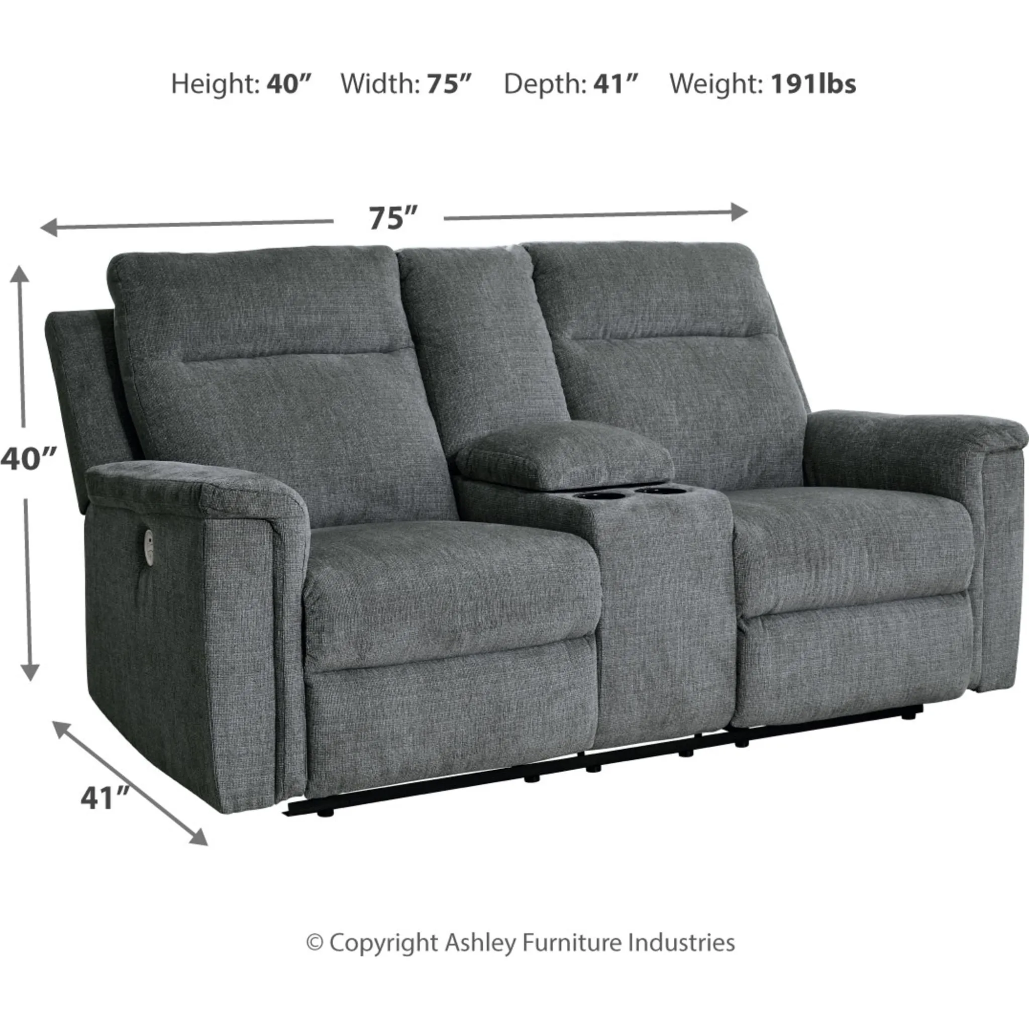 Barnsana Reclining Power Loveseat with Console