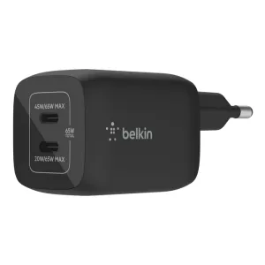 Belkin 65W Dual USB C PD GaN Fast Charger - Black