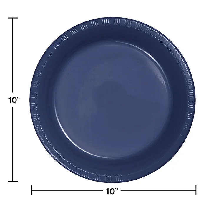 Bulk Navy Plastic Banquet Plates 10.25 inch (240 per Case)