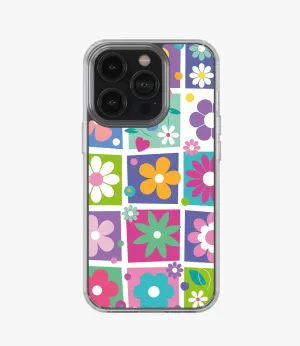 Colorful Flowers Checkered Silicone Case