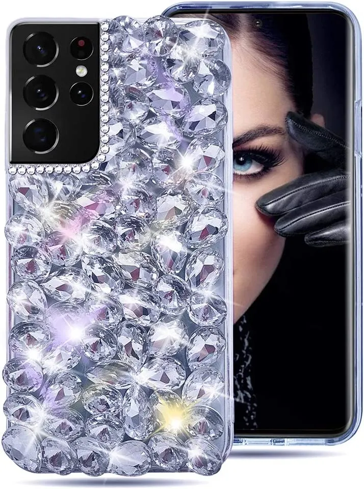 Compatible Galaxy S21 Ultra Case Luxury Shiny Cute Protective Cove