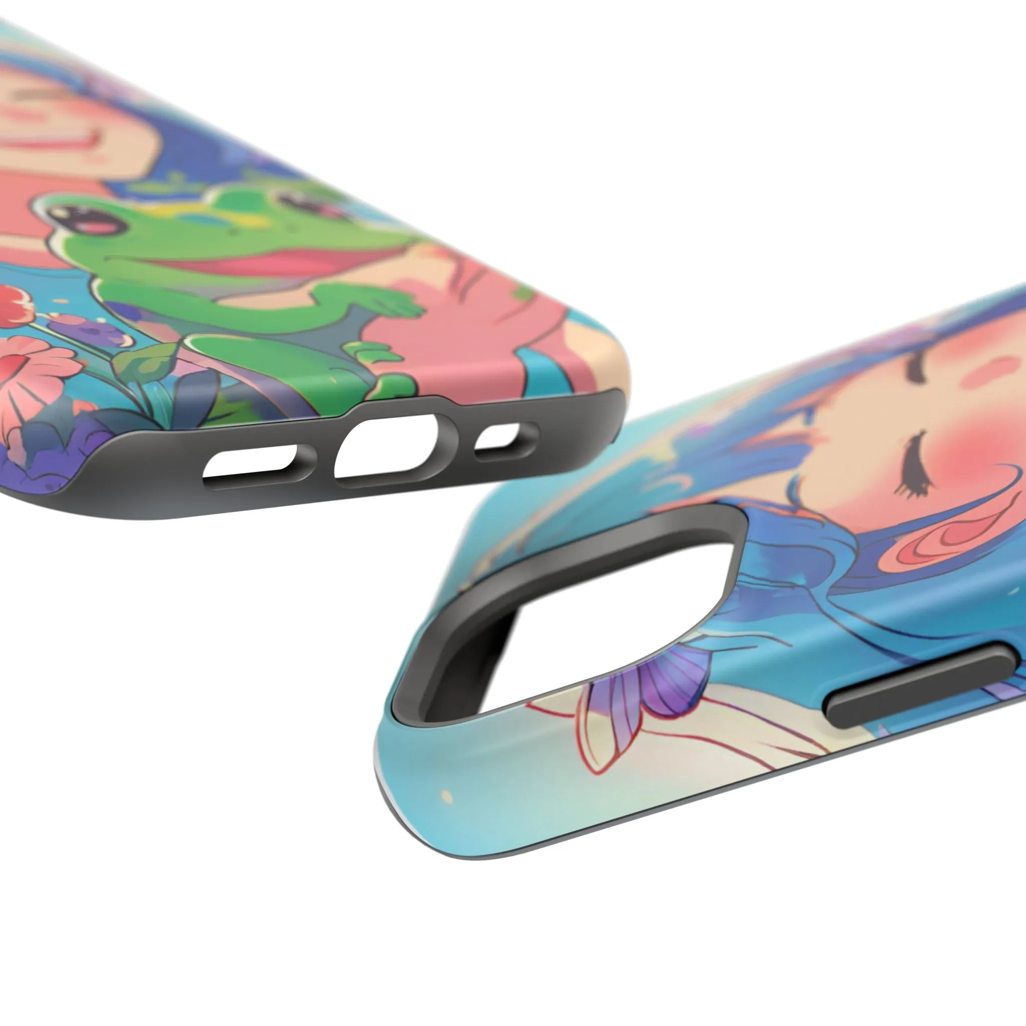 Cute Frog & Girl Impact-Resistant Phone Case | Vibrant Cartoon Design for Nature Lovers